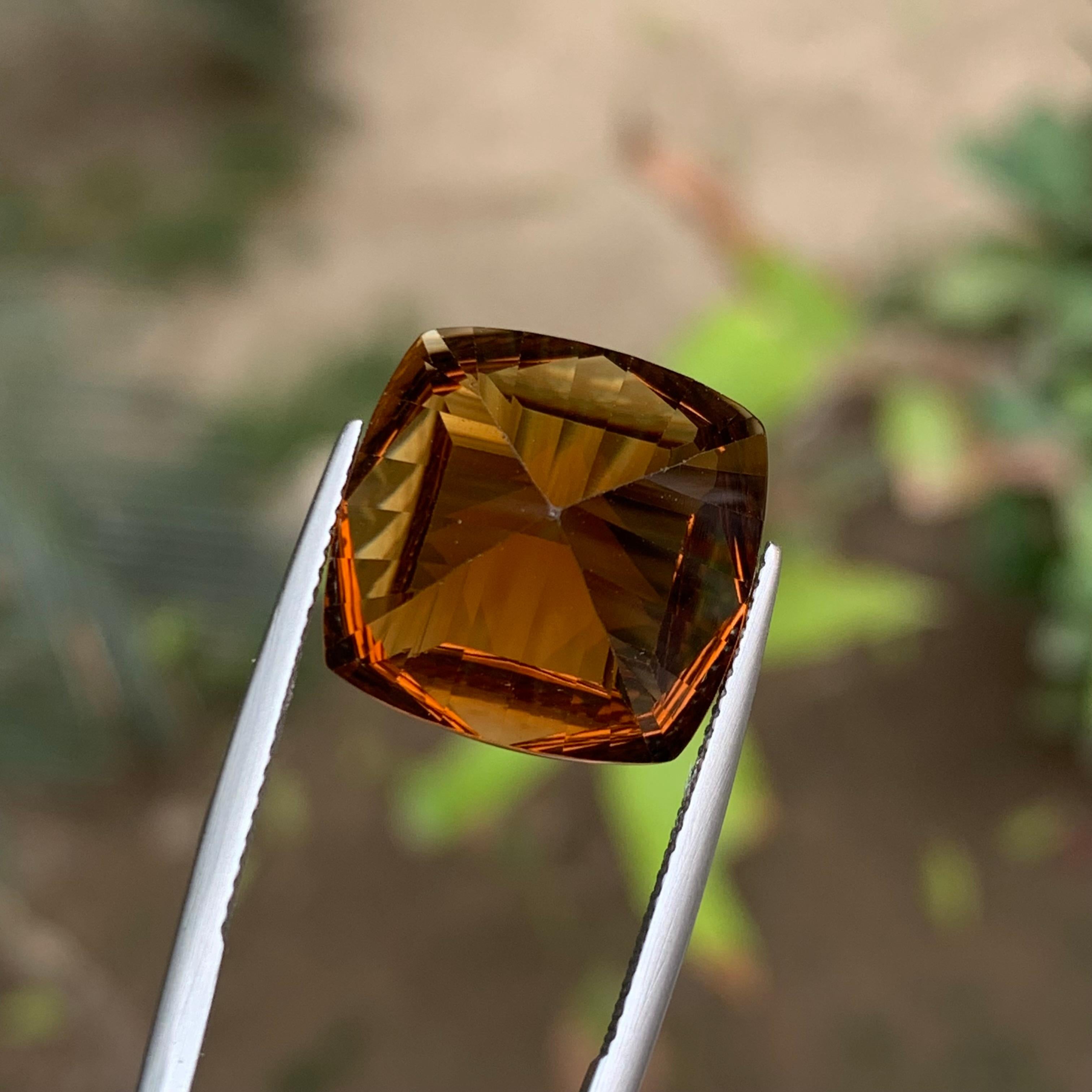 Anello di Citrino di Madeira naturale arancione intenso e vivido, gemma sciolta da 15,90 carati a cuscino in vendita 2