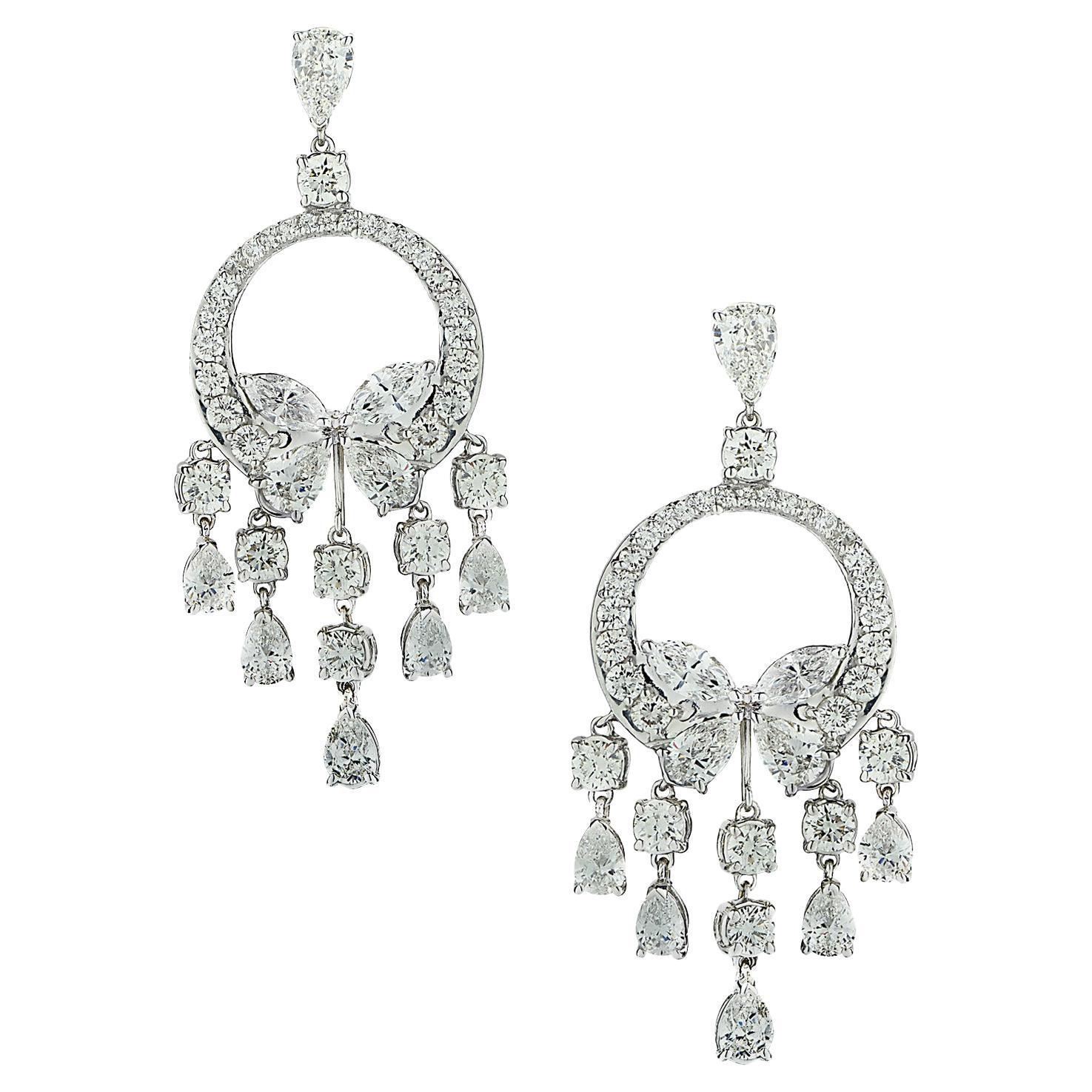 60 Carat Diamond Chandelier Dangle Drop Earrings For Sale At 1stdibs