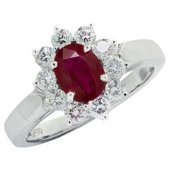 Vivid Diamonds 0.89 Carat Burma Ruby and Diamond Ring