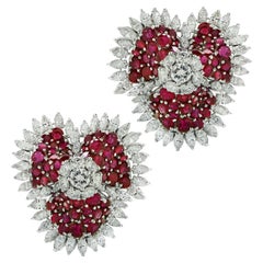 Vivid Diamonds 10.02 Carat Burma Ruby and Diamond Earrings