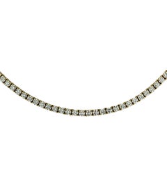 Tennis-Halskette mit lebhaften 10,38 Karat Diamanten in gerader Linie