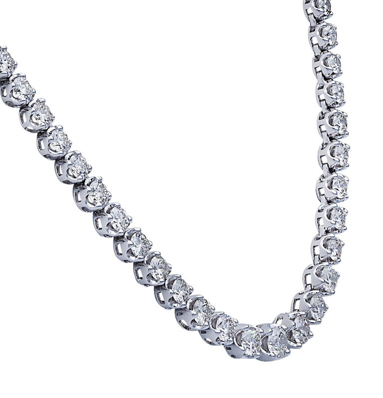 Vivid Diamonds 10.40 Carat Diamond Riviere Necklace For Sale at 1stDibs