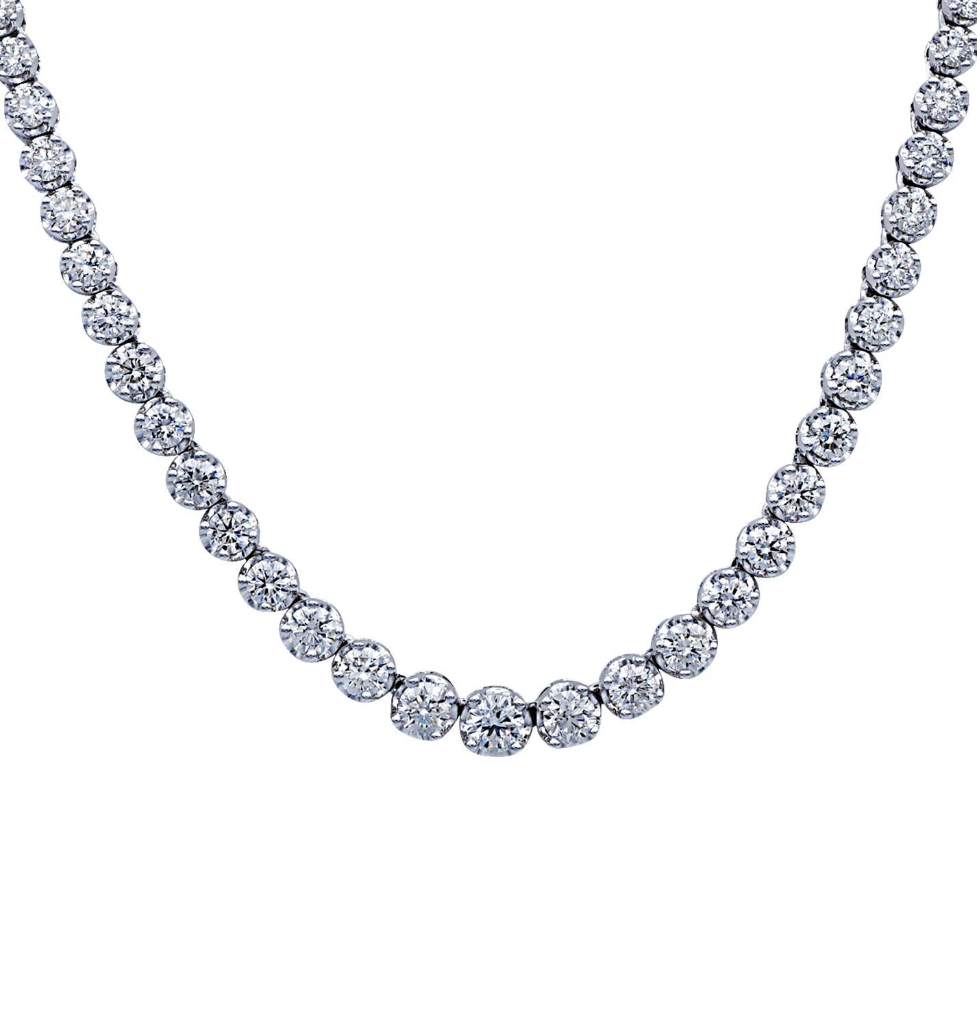 Riviere-Halskette mit lebhaften Diamanten, 10,40 Karat Diamanten (Rundschliff)