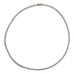Vivid Diamonds 10.56 Carat Rose Gold Straight Line Tennis Necklace