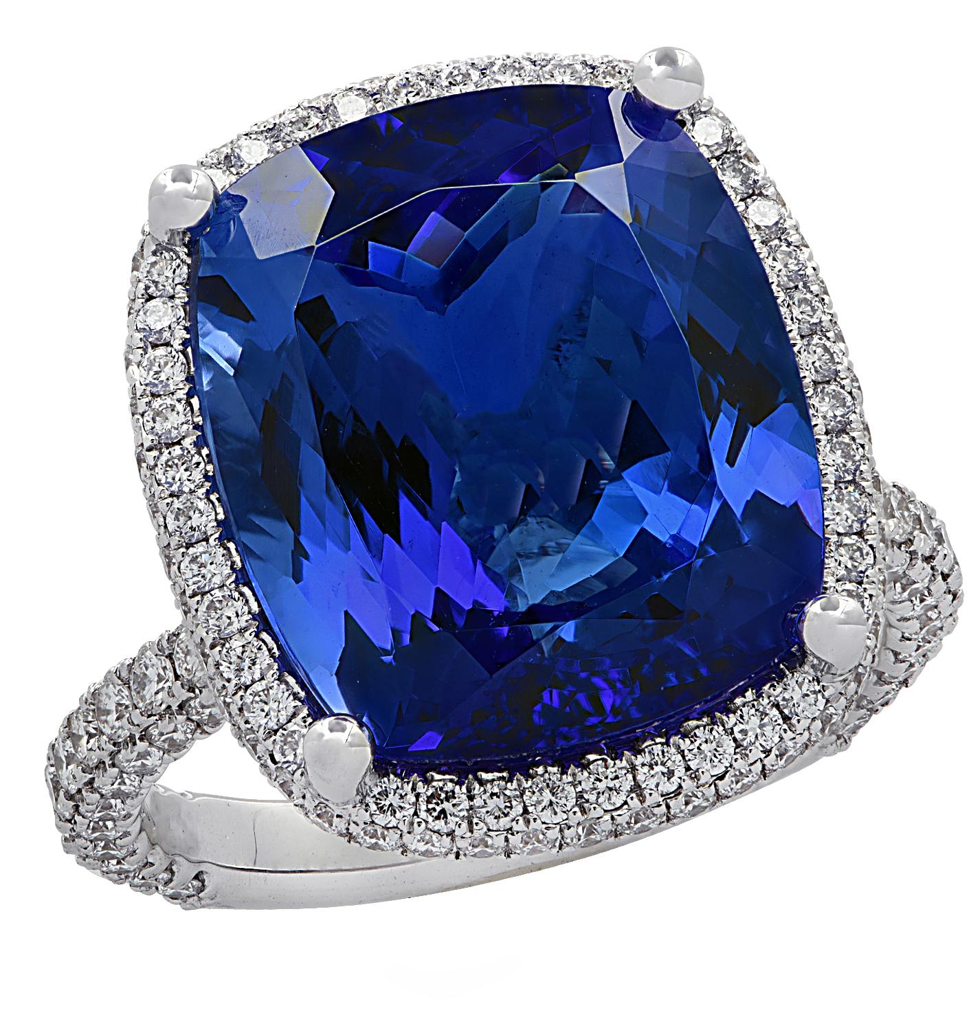 Women's Vivid Diamonds 10.66 Carat Tanzanite Ring