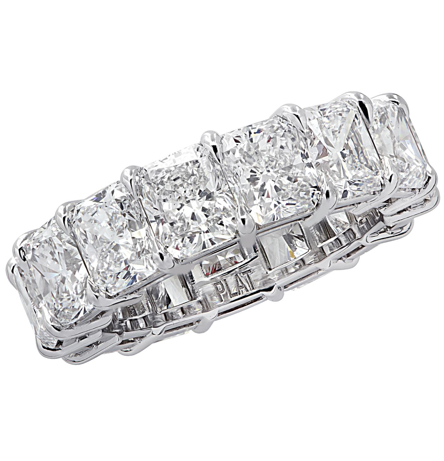 Women's Vivid Diamonds 10.73 Carat Radiant Cut Diamond Eternity Band