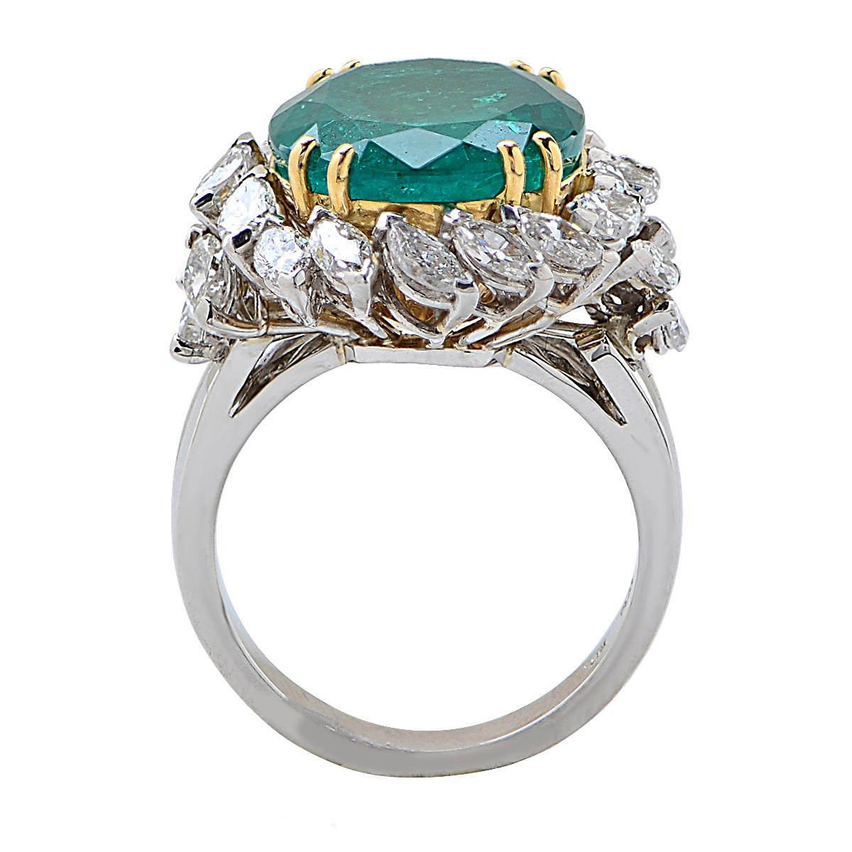 Oval Cut Vivid Diamonds AGL Certified 1.02 Carat Colombian Emerald and Diamond Ring