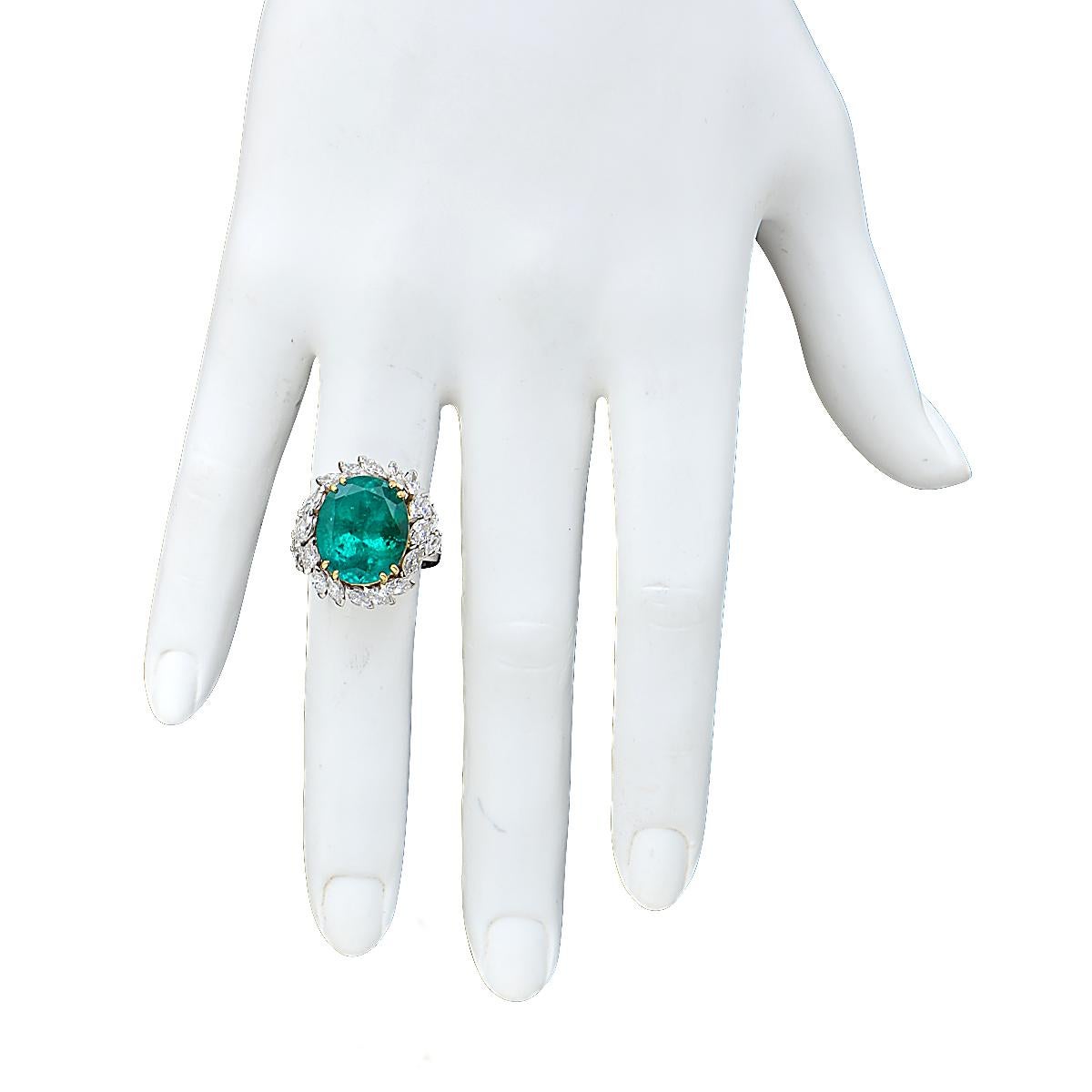 Women's Vivid Diamonds AGL Certified 1.02 Carat Colombian Emerald and Diamond Ring