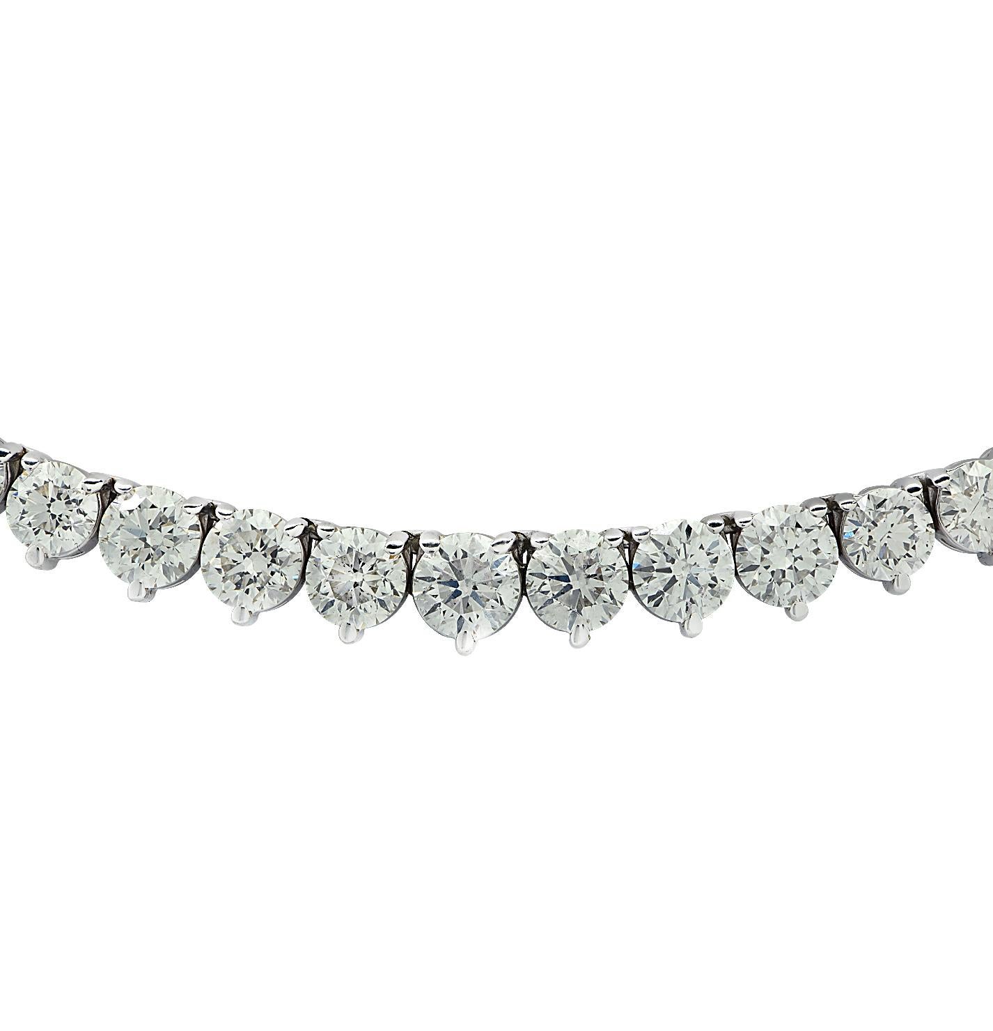 Women's Vivid Diamonds 11.02 Carat Diamond Riviera Necklace  For Sale