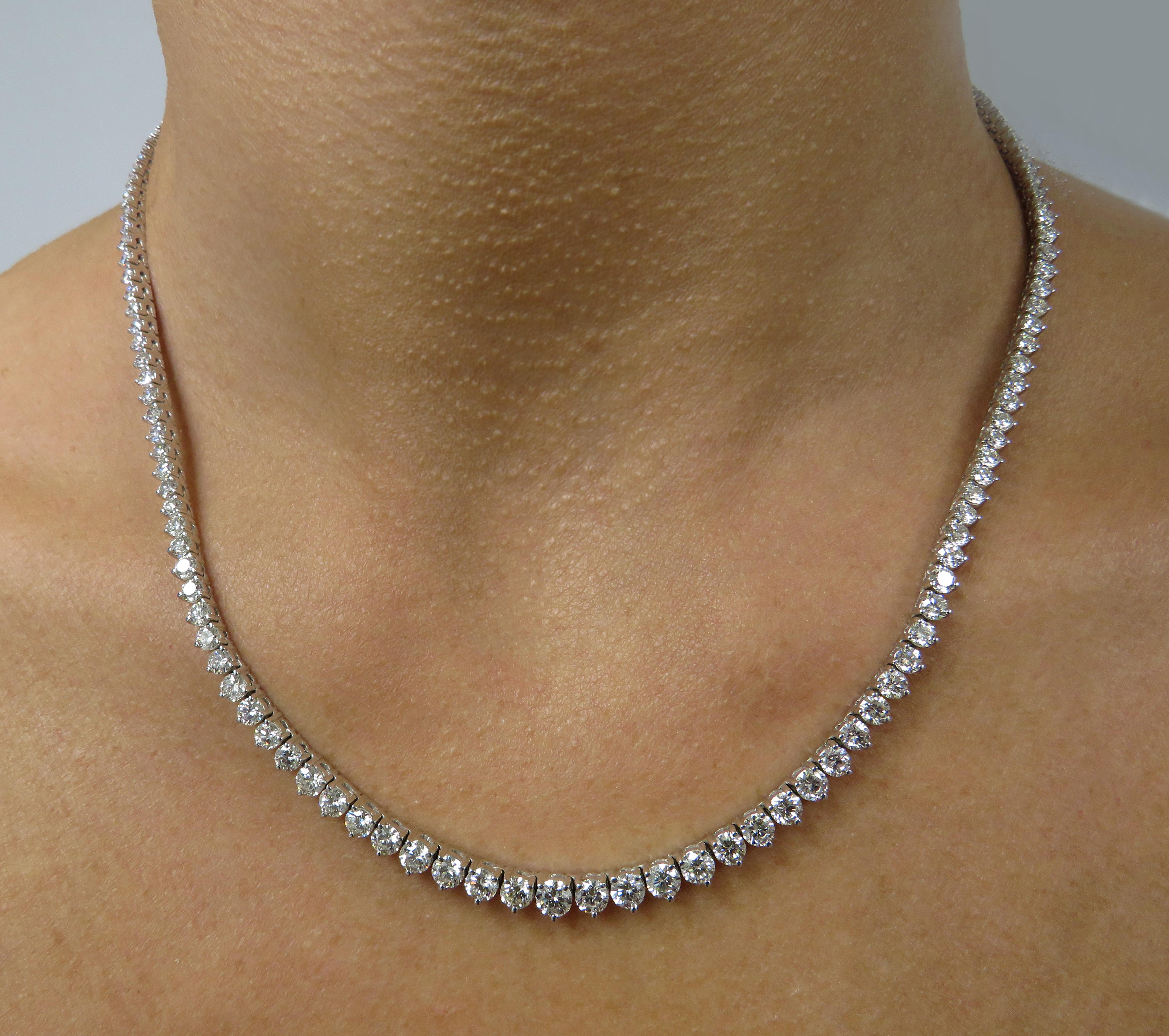 Vivid Diamonds 11.02 Carat Diamond Riviera Necklace  For Sale 1