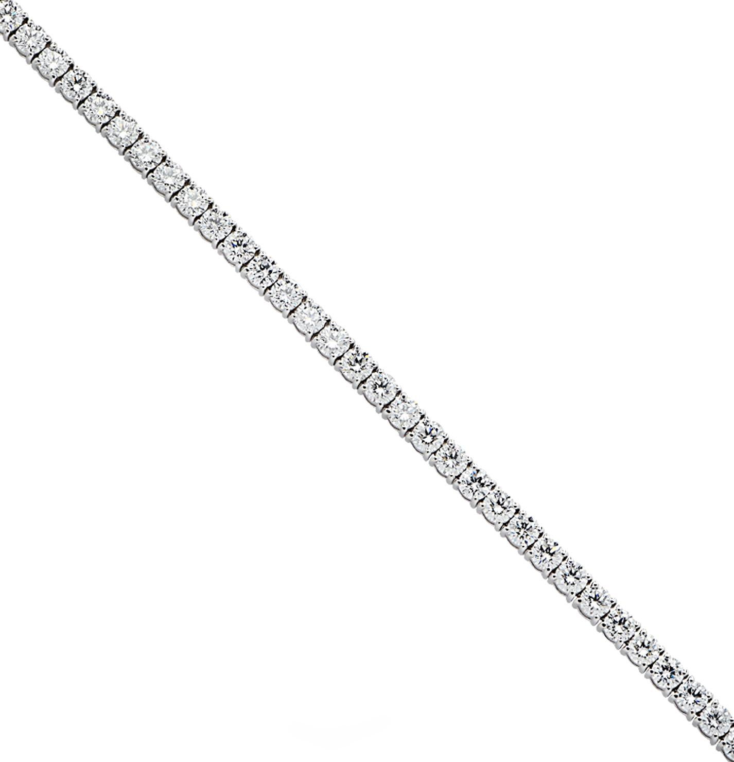 Round Cut Vivid Diamonds 11.14 Carat Straight Line Diamond Tennis Bracelet