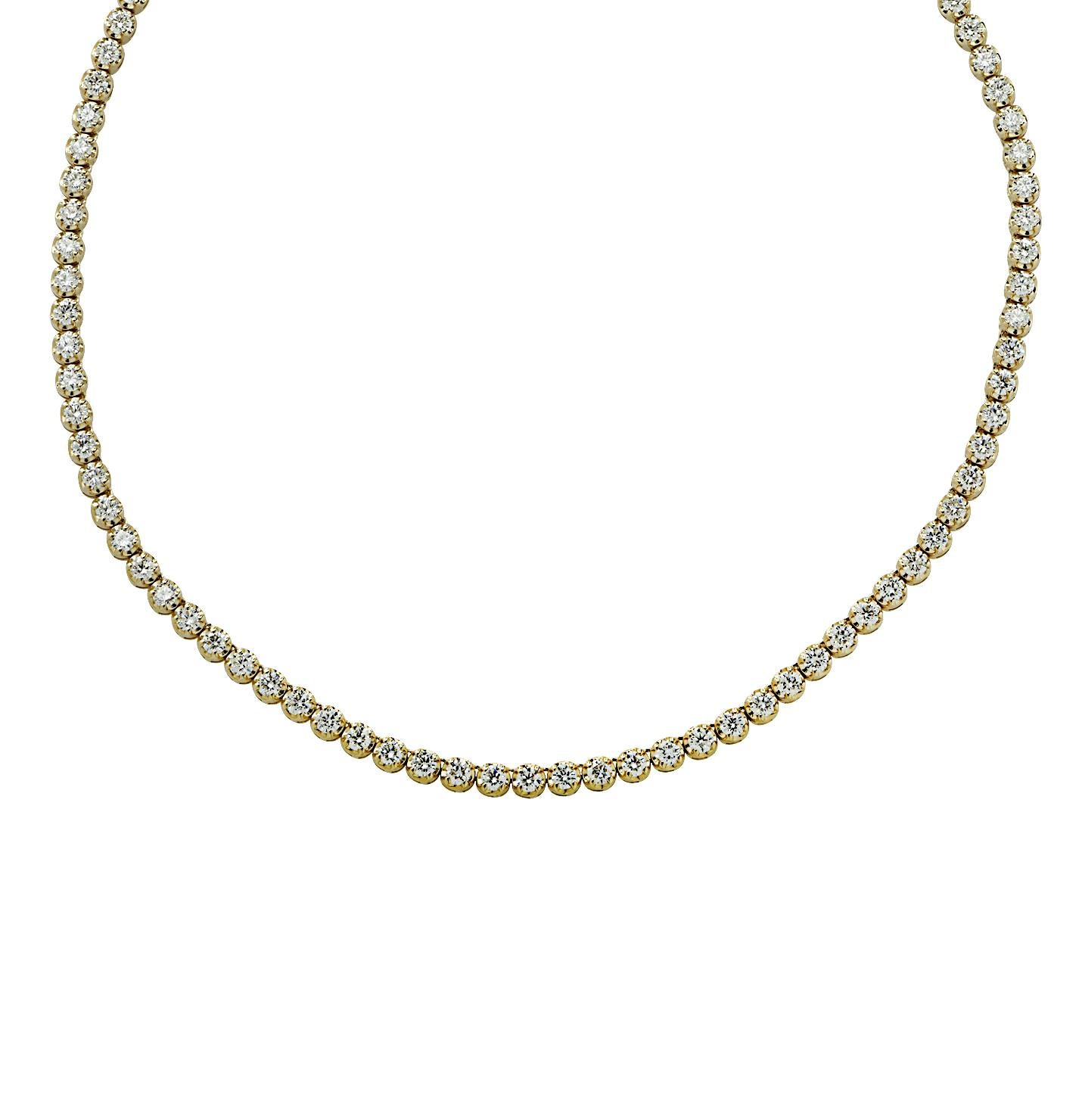 Tennis-Halskette mit lebhaften 11,17 Karat Diamanten in gerader Linie (Moderne) im Angebot