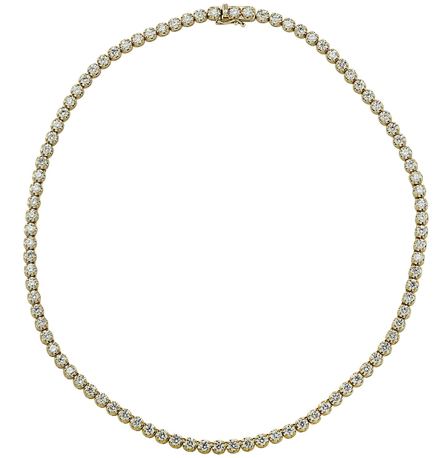 Tennis-Halskette mit lebhaften 11,17 Karat Diamanten in gerader Linie (Brillantschliff) im Angebot
