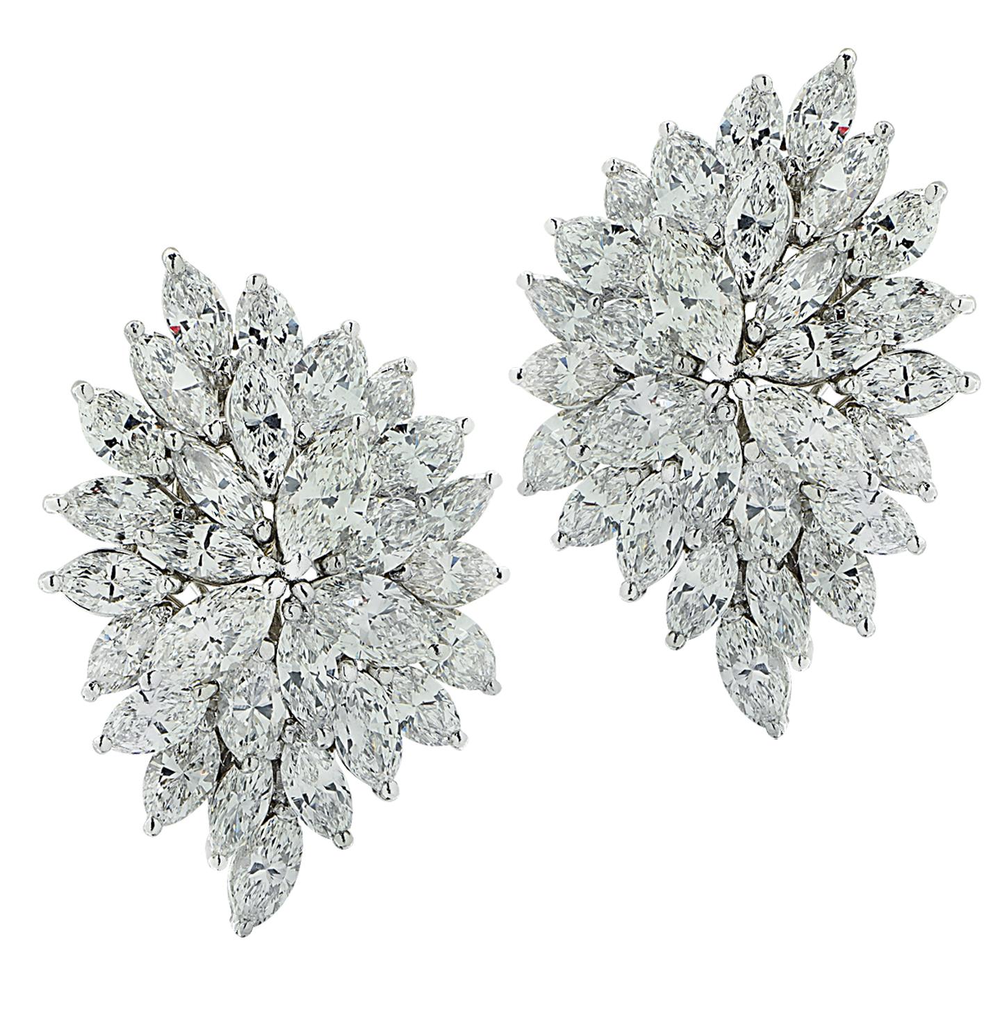 Modern Vivid Diamonds 12.70 Carat Diamond Cluster Earrings