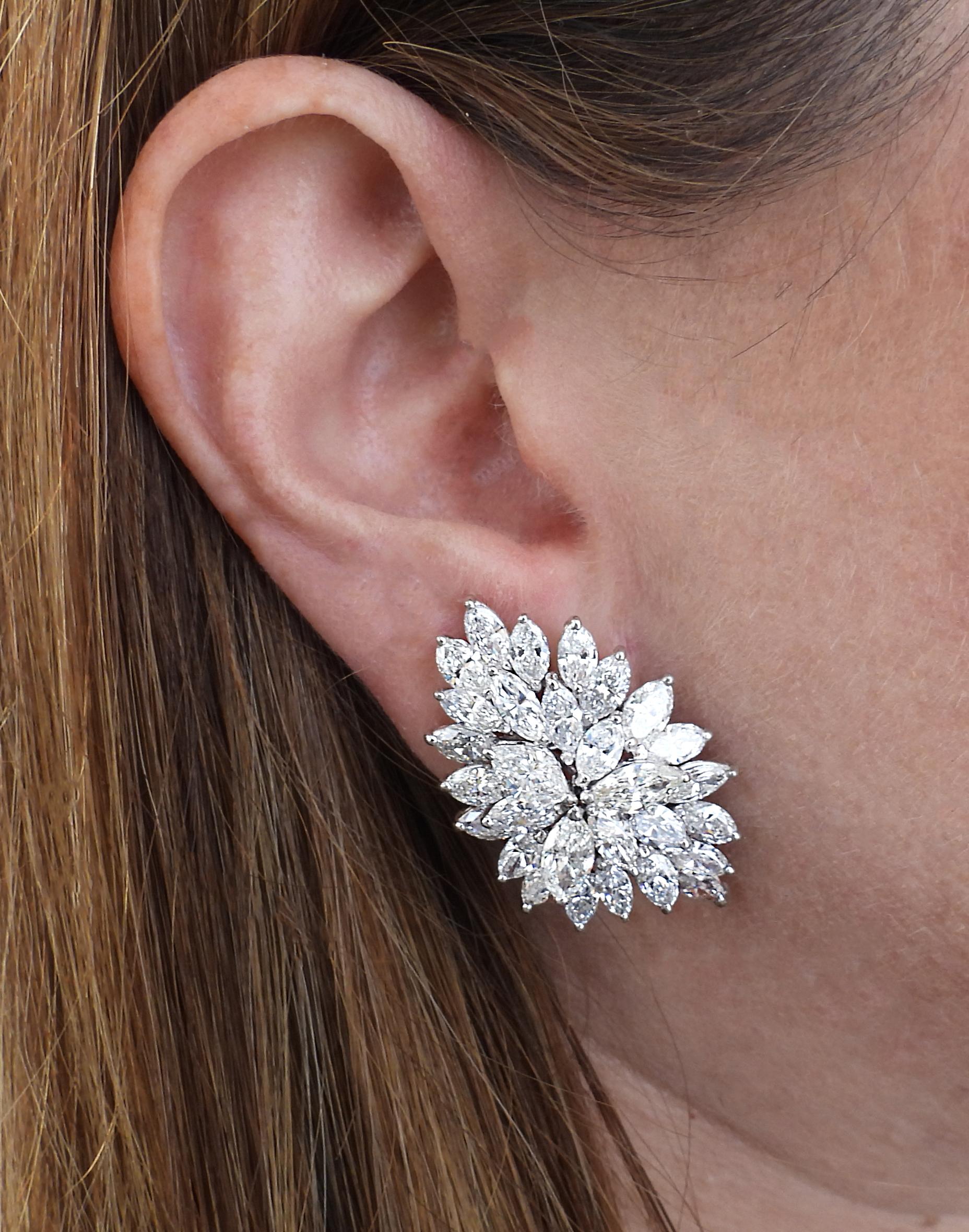 Vivid Diamonds 12.70 Carat Diamond Cluster Earrings In New Condition In Miami, FL