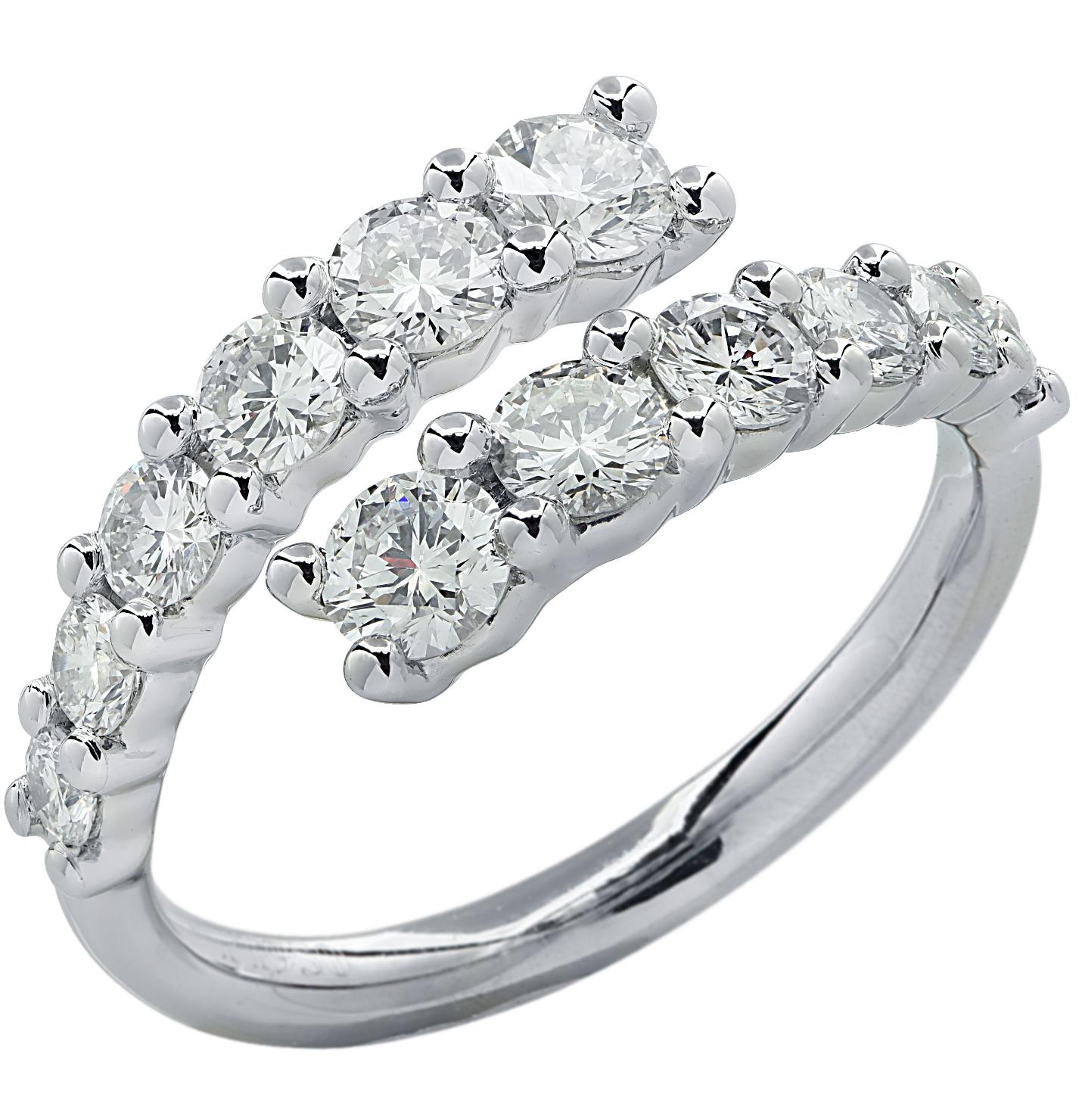 Vivid Diamonds 1.31 Carat Diamond Bypass Ring In New Condition For Sale In Miami, FL