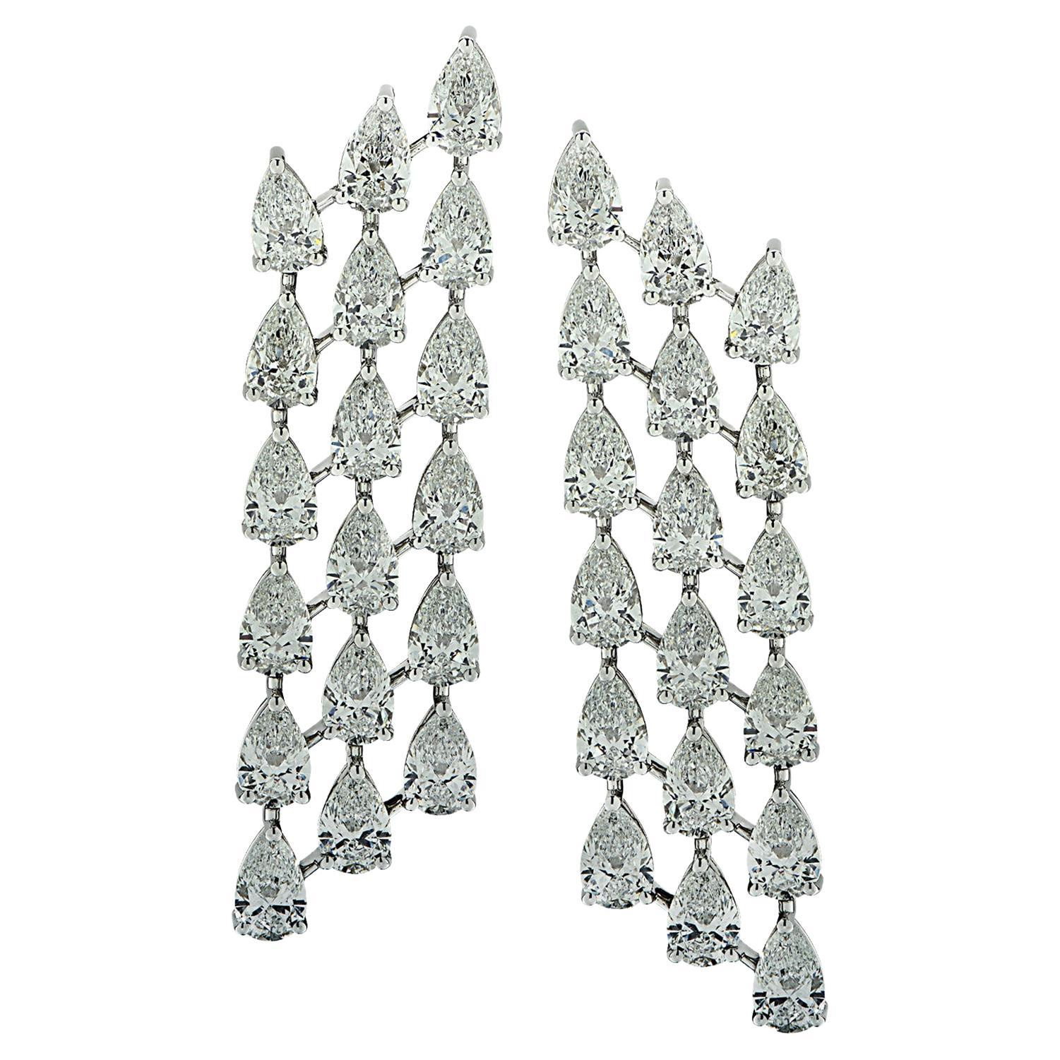 Vivid Diamonds 14.68 Carat Pear Shape Diamond Dangle Earrings 