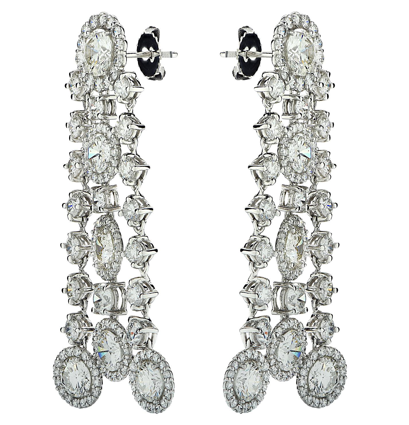 Vivid Diamonds 15 Karat Diamant-Kronleuchter-Ohrringe (Rundschliff)