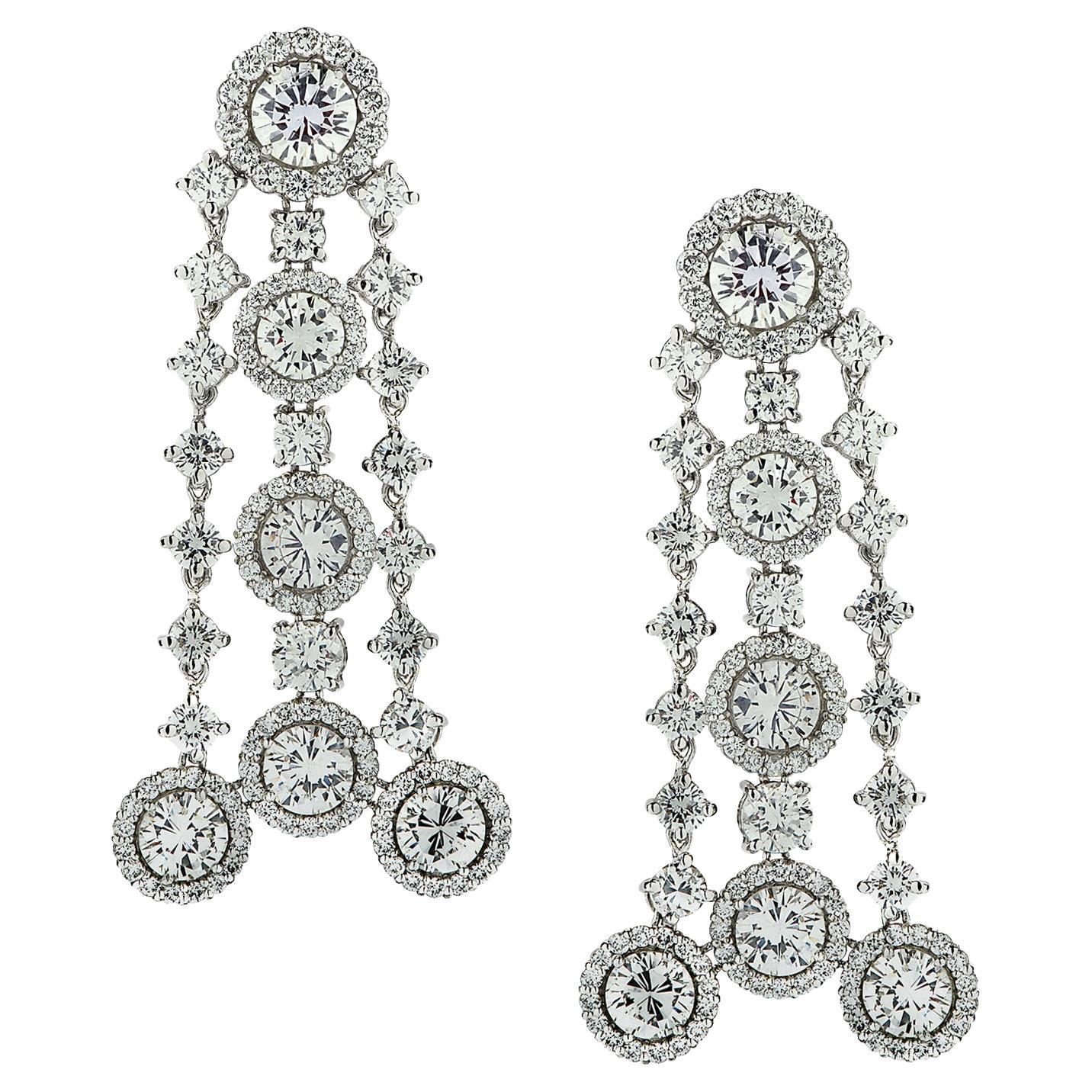 Vivid Diamonds 15 Carat Diamond Chandelier Earrings For Sale