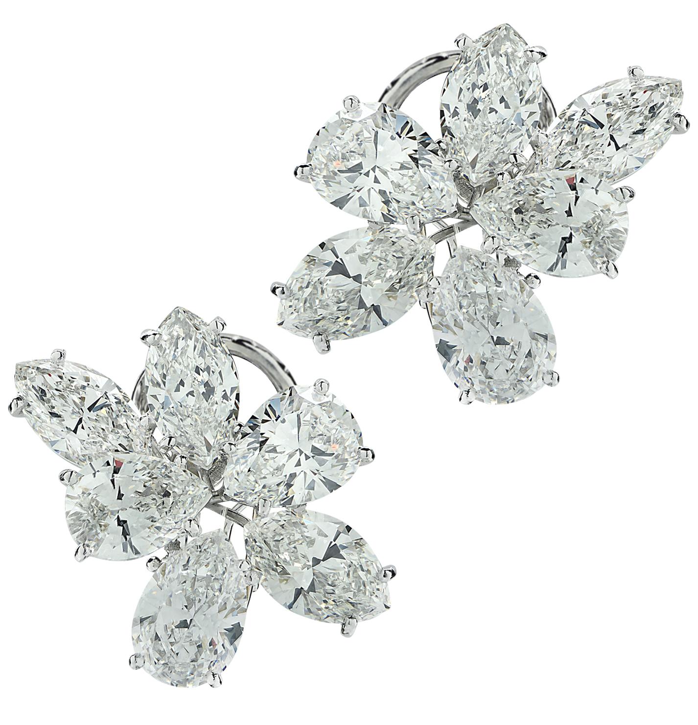 Women's Vivid Diamonds 15.02 Carat Diamond Flower Cluster Earrings