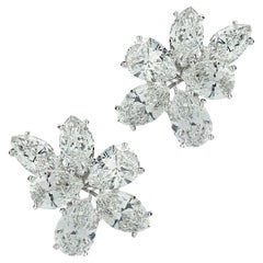 Vivid Diamonds 15.02 Carat Diamond Flower Cluster Earrings