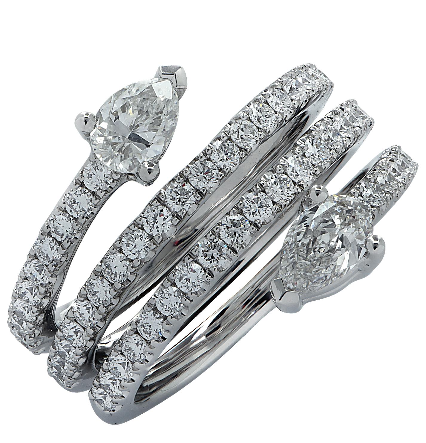 Vivid Diamonds 1.51 Carat Diamond Wrap around By Pass Ring In New Condition In Miami, FL