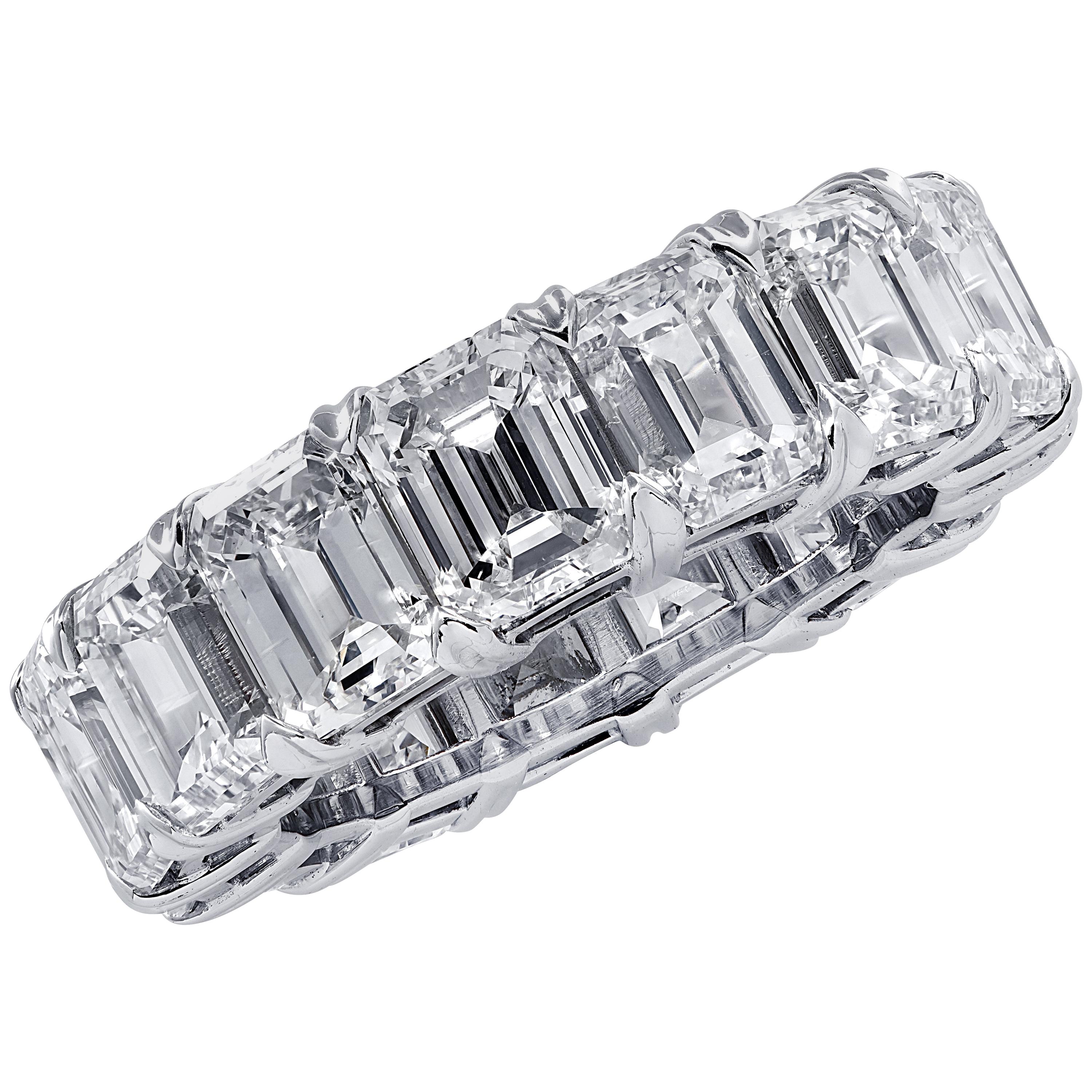 Memoryring mit lebhaften Diamanten, 15,23 Karat Diamant im Smaragdschliff