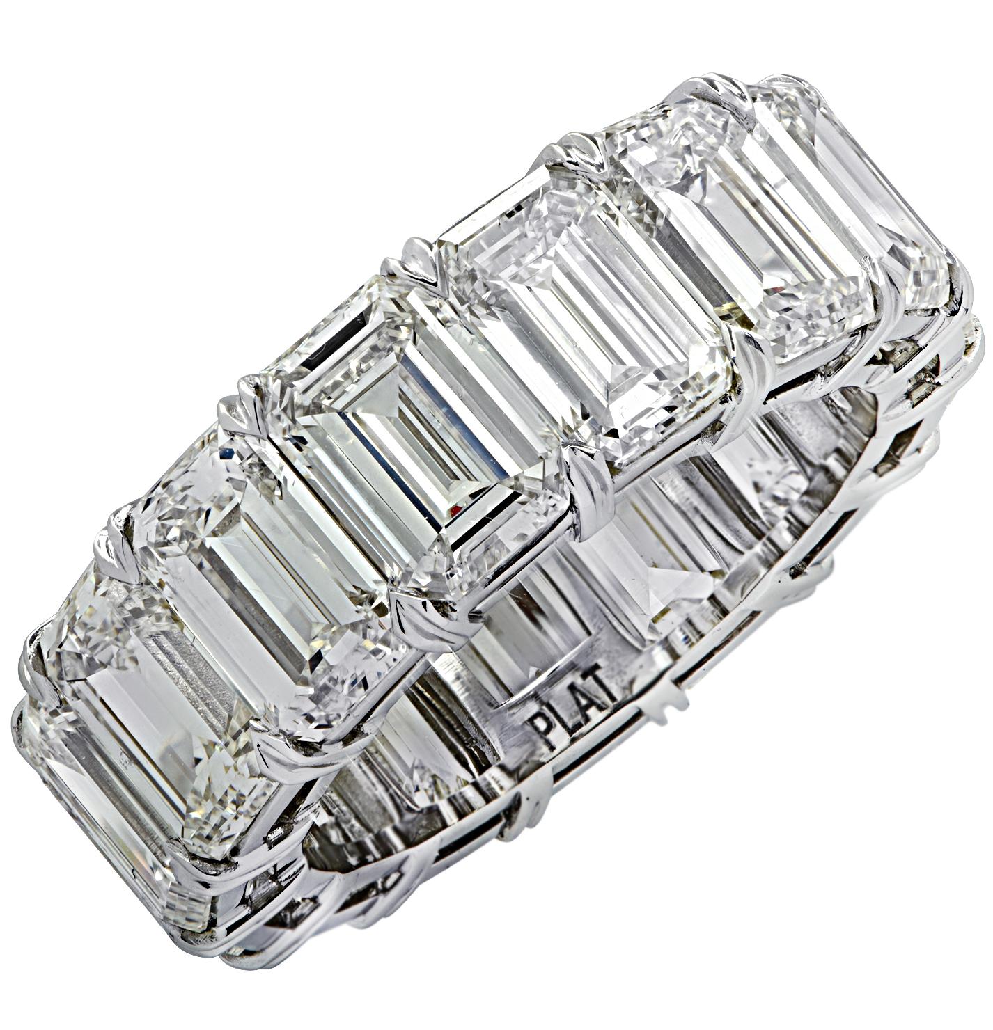 Women's Vivid Diamonds 15.58 Carat Emerald Cut Diamond Eternity Band