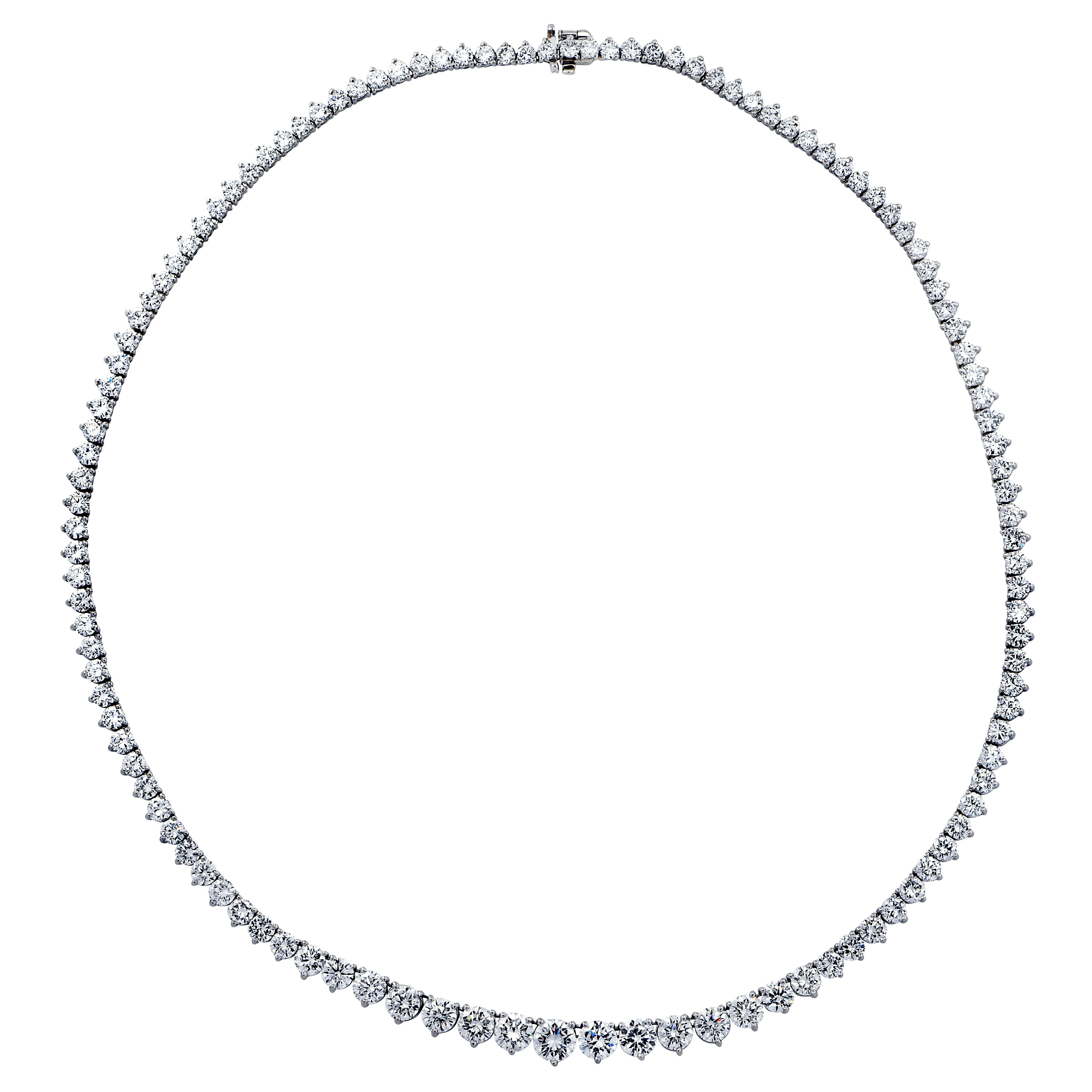Round Cut Vivid Diamonds 18 Carat Diamond Riviere Necklace