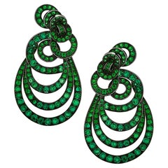 Vivid Diamonds 18 Carat Emerald Gypsy Style Earrings