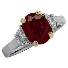 Vivid Diamonds 1.8 Carat Ruby and Diamond Three Stone Ring