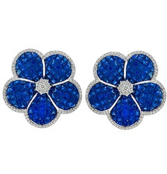 Vivid Diamonds Orecchini a fiore con zaffiro e diamante da 22,05 carati