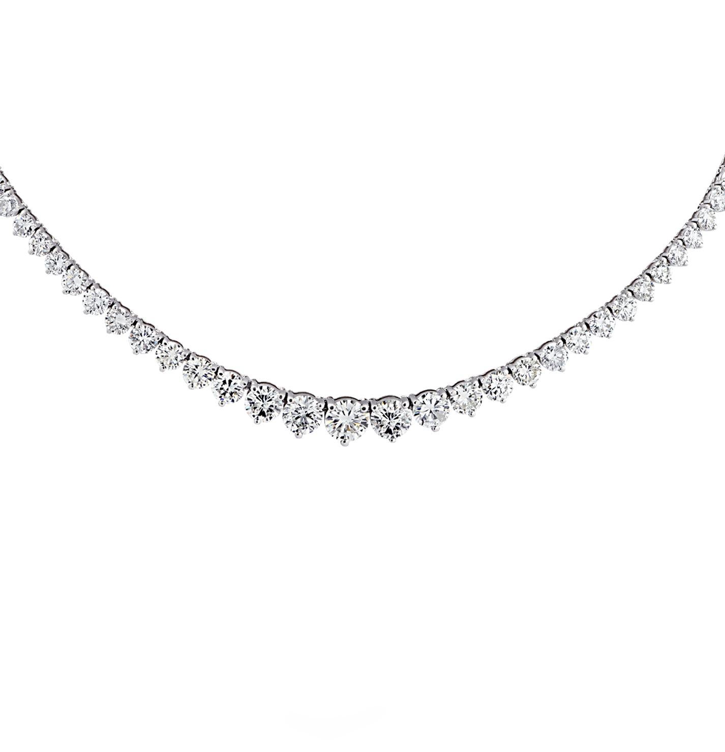 Modern Vivid Diamonds 22.7 Carat Diamond Riviere Necklace