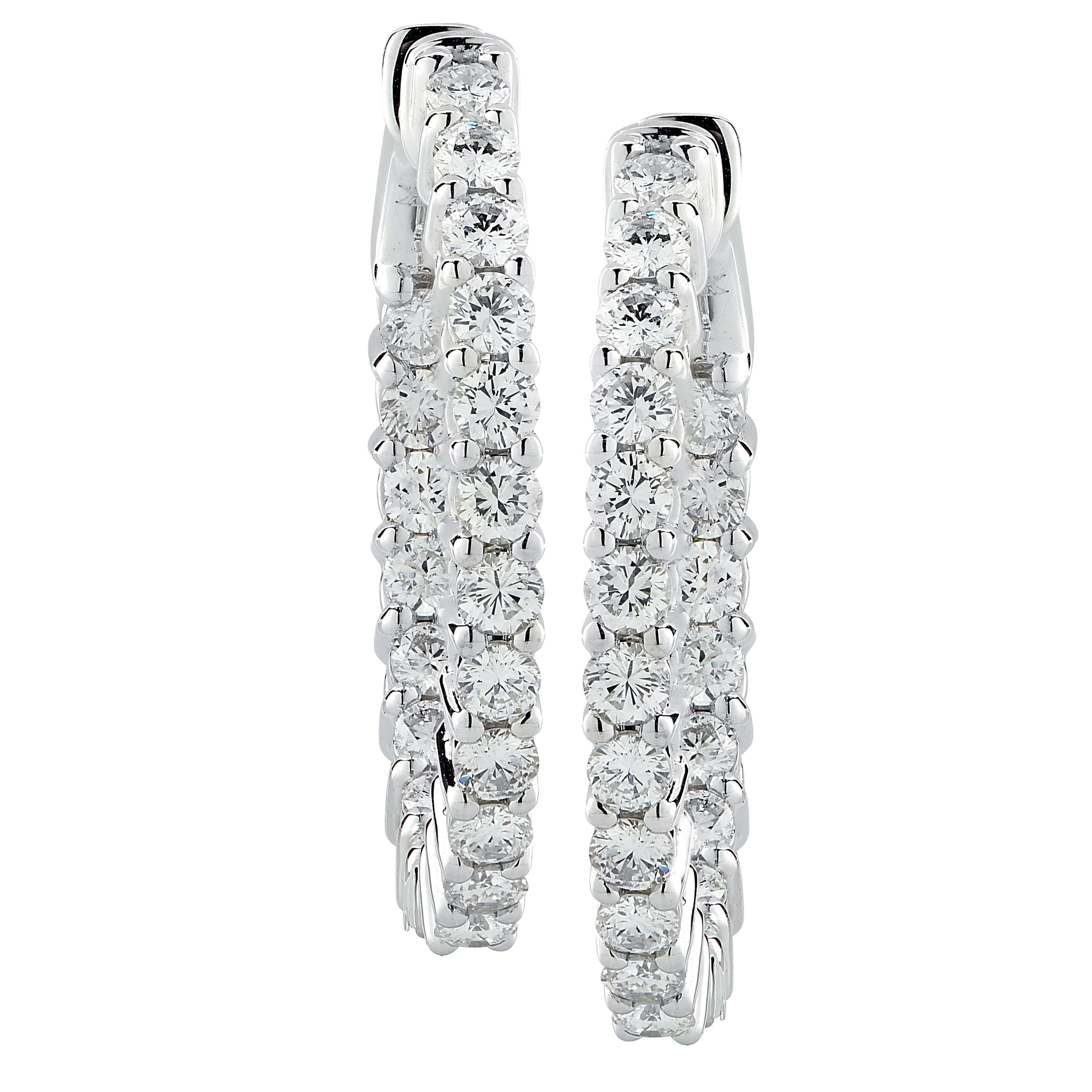 Vivid Diamonds 2.32 Carat Diamond In and Out Hoop Earrings