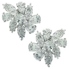 Vintage Vivid Diamonds 25.02 Carat Diamond Cluster Earrings