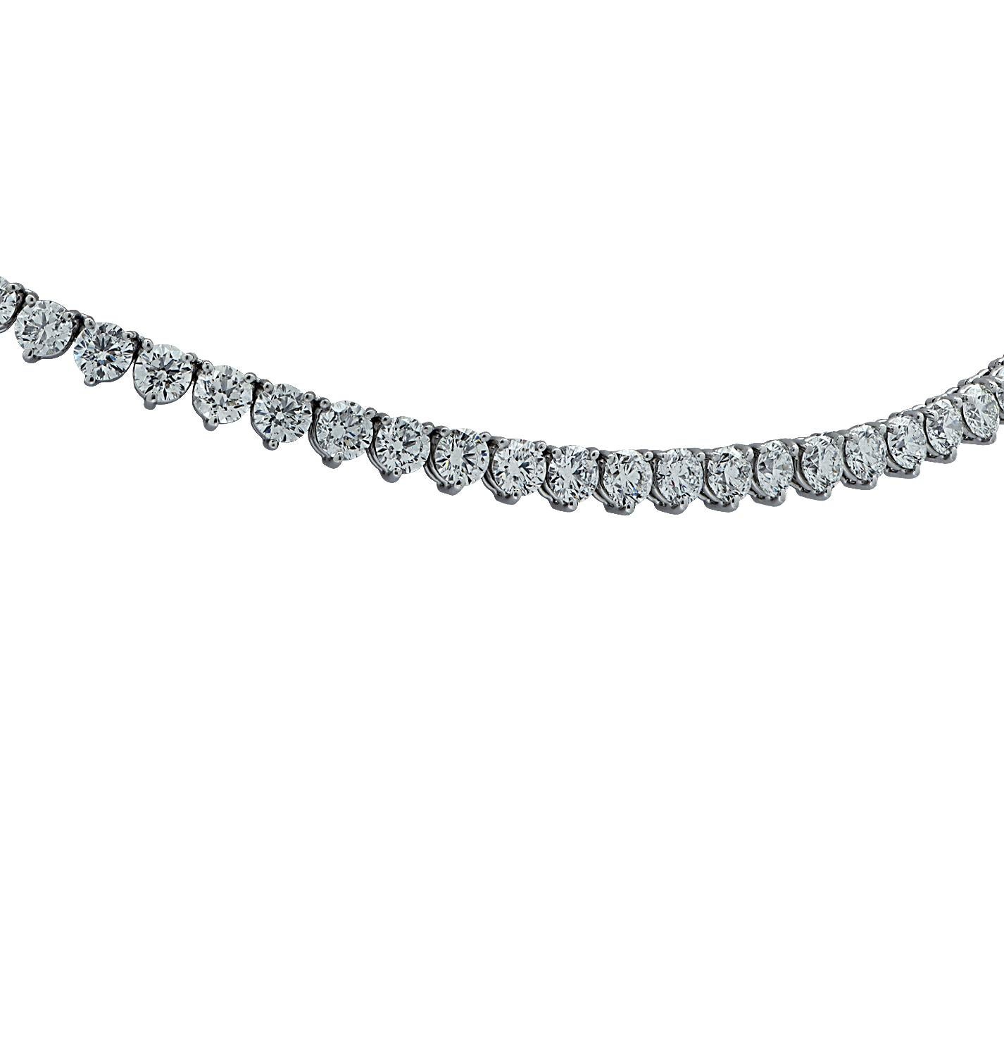 Women's Vivid Diamonds 25.39 Carat Straight Line Diamond Tennis Necklace