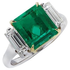 Vivid Diamonds 2.67 Carat AGL Certified Emerald and Diamond Ring