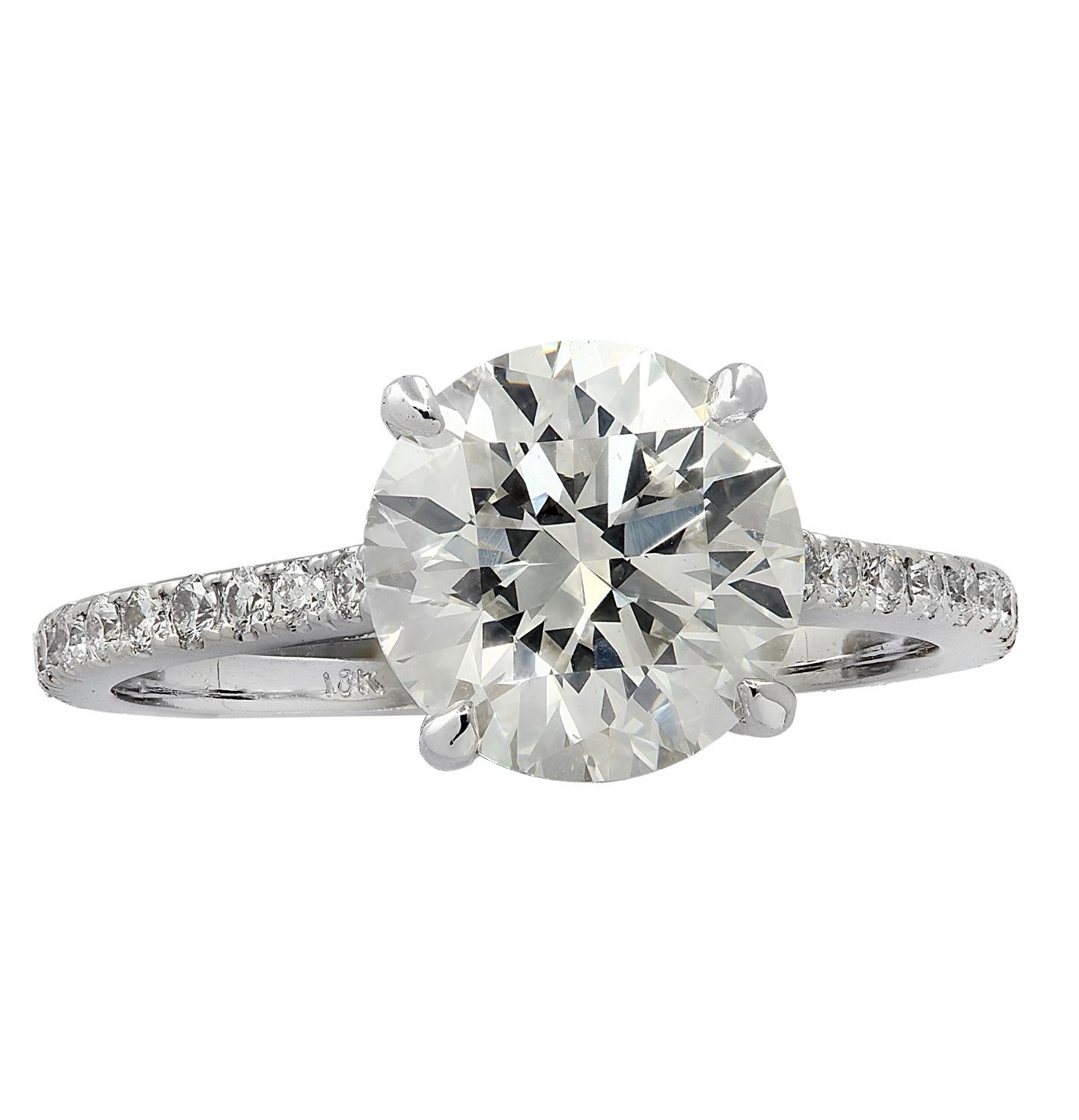 Round Cut Vivid Diamonds 2.72 Carat Diamond Engagement Ring