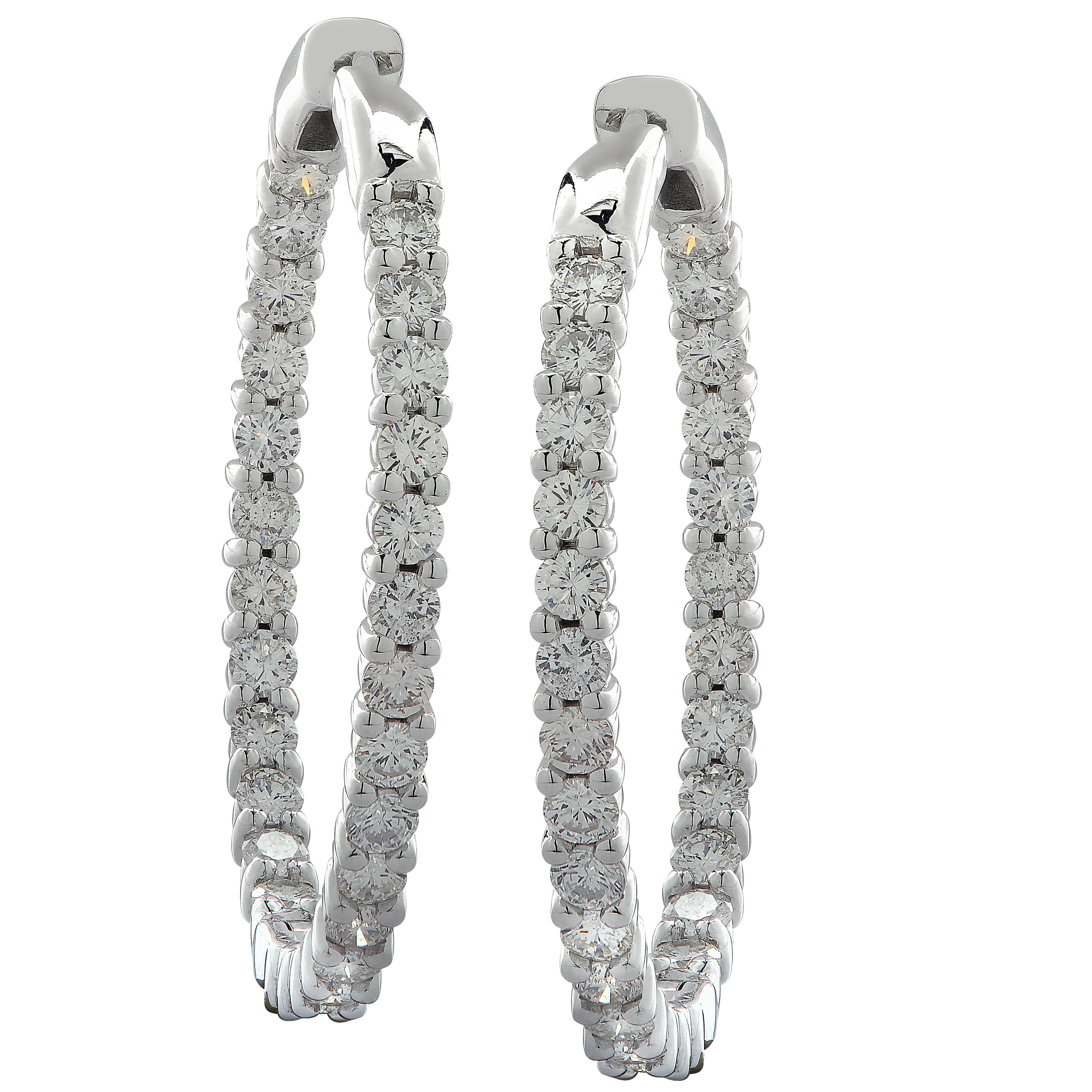 Women's Vivid Diamonds 2.83 Carat Diamond Hoop Earrings