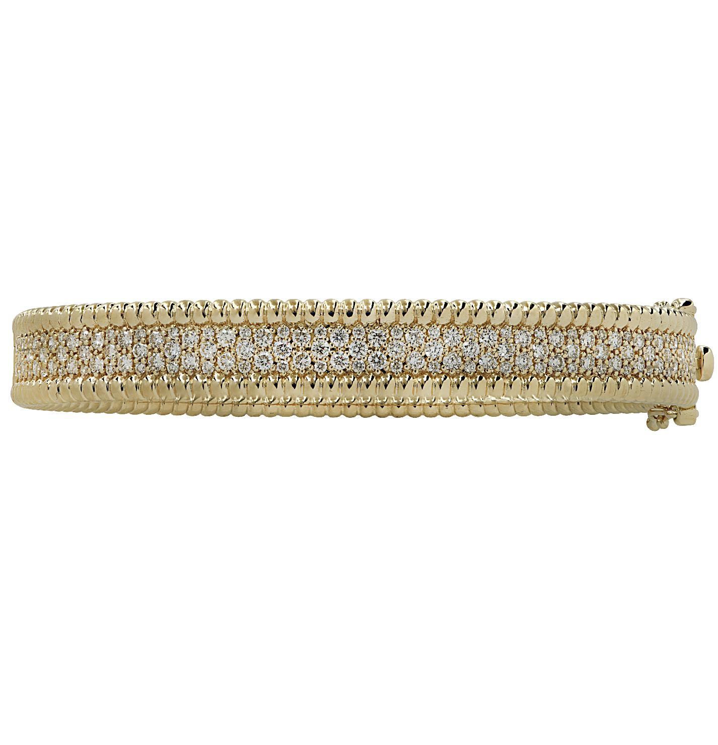 Taille ronde Vivid Diamonds Bracelet jonc en diamants de 2,88 carats en vente