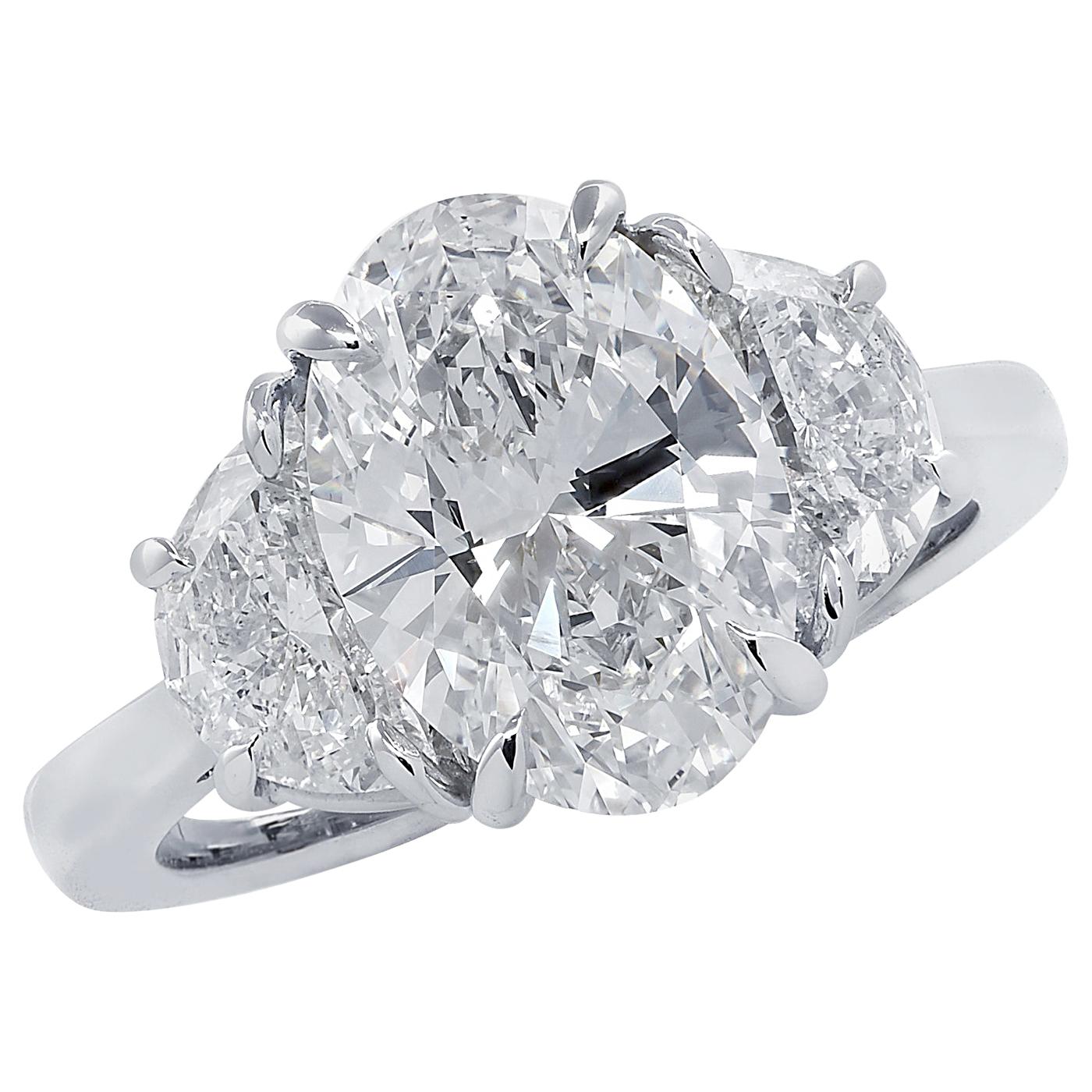 Vivid Diamonds 3.01 Carat GIA Certified Oval Cut Diamond Engagement Ring