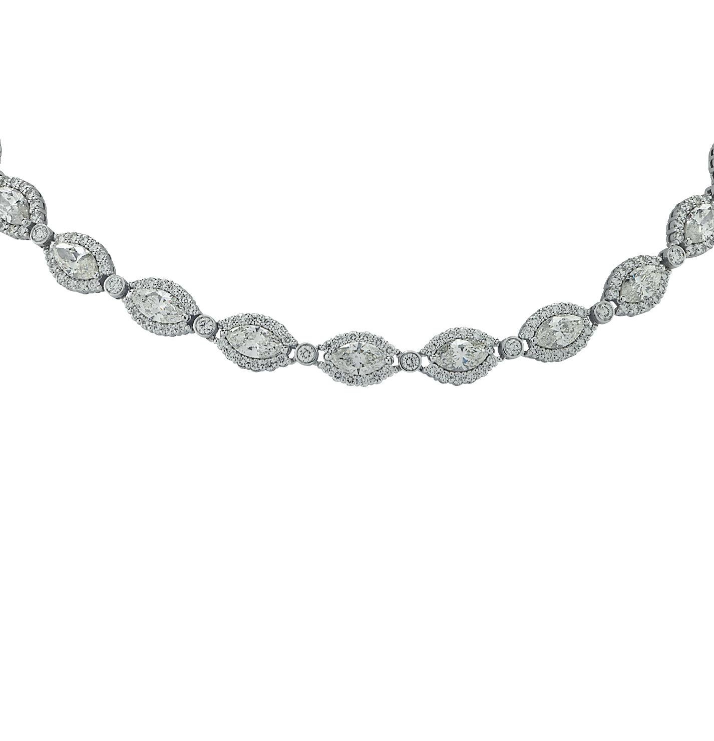 Modern Vivid Diamonds 31.06ct Marquise Diamond Necklace