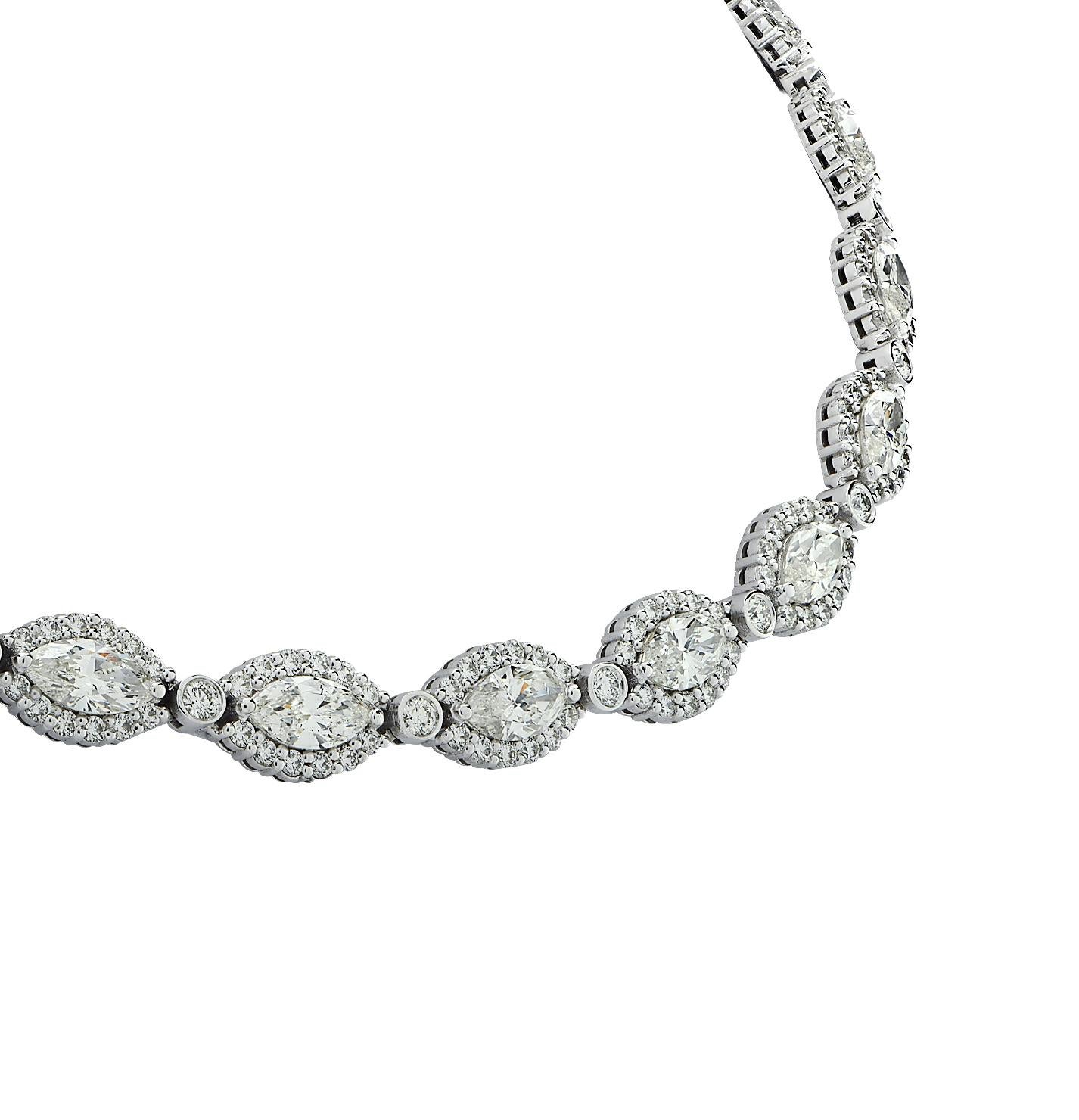 Vivid Diamonds 31.06ct Marquise Diamond Necklace In New Condition In Miami, FL