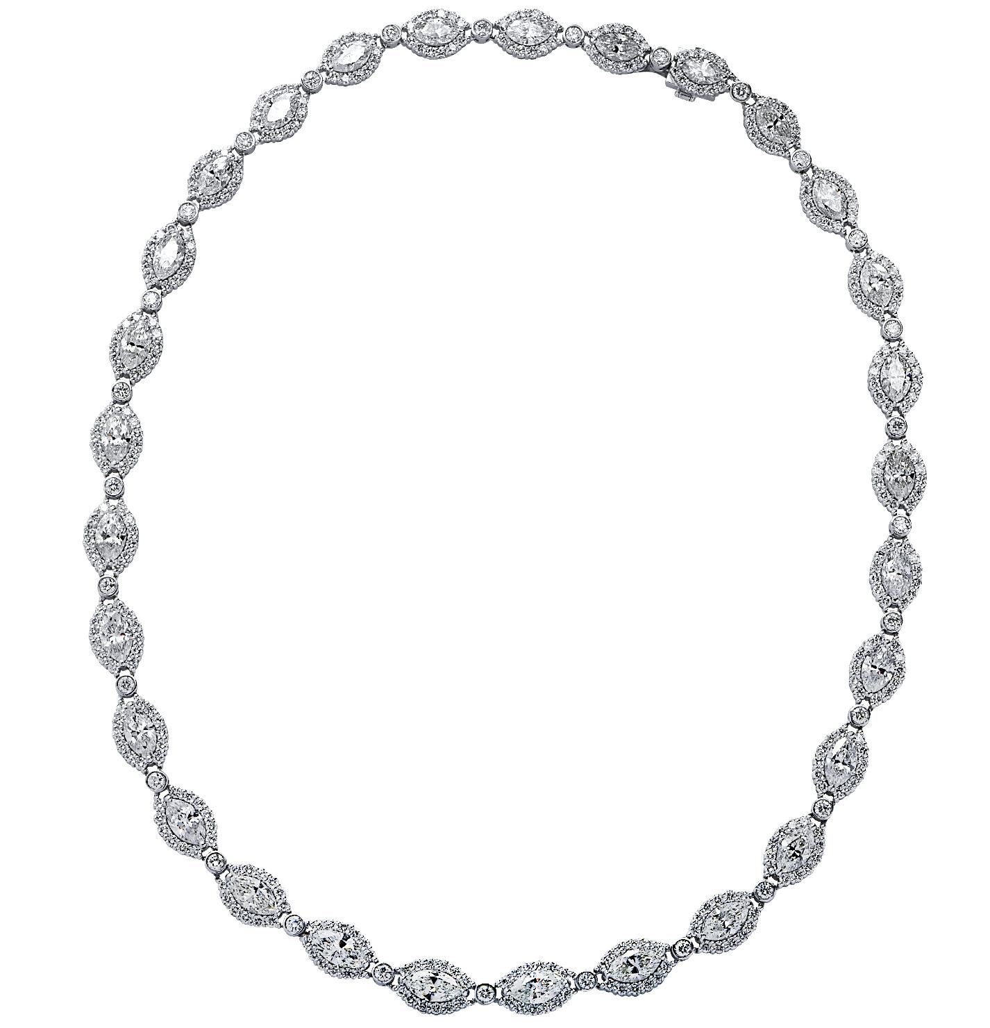 Women's Vivid Diamonds 31.06ct Marquise Diamond Necklace