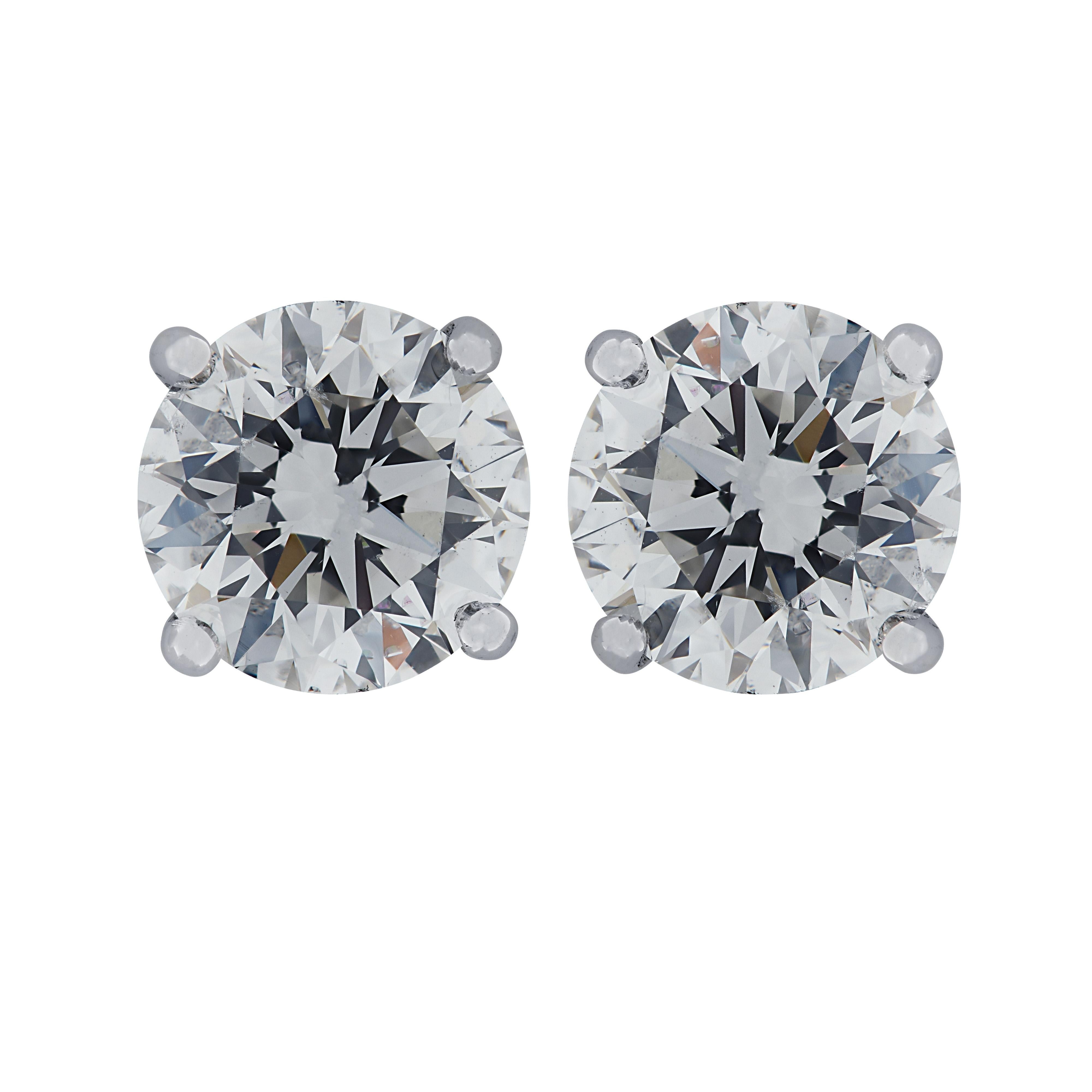 Modern Vivid Diamonds 3.11 Carat Diamond Stud Earrings