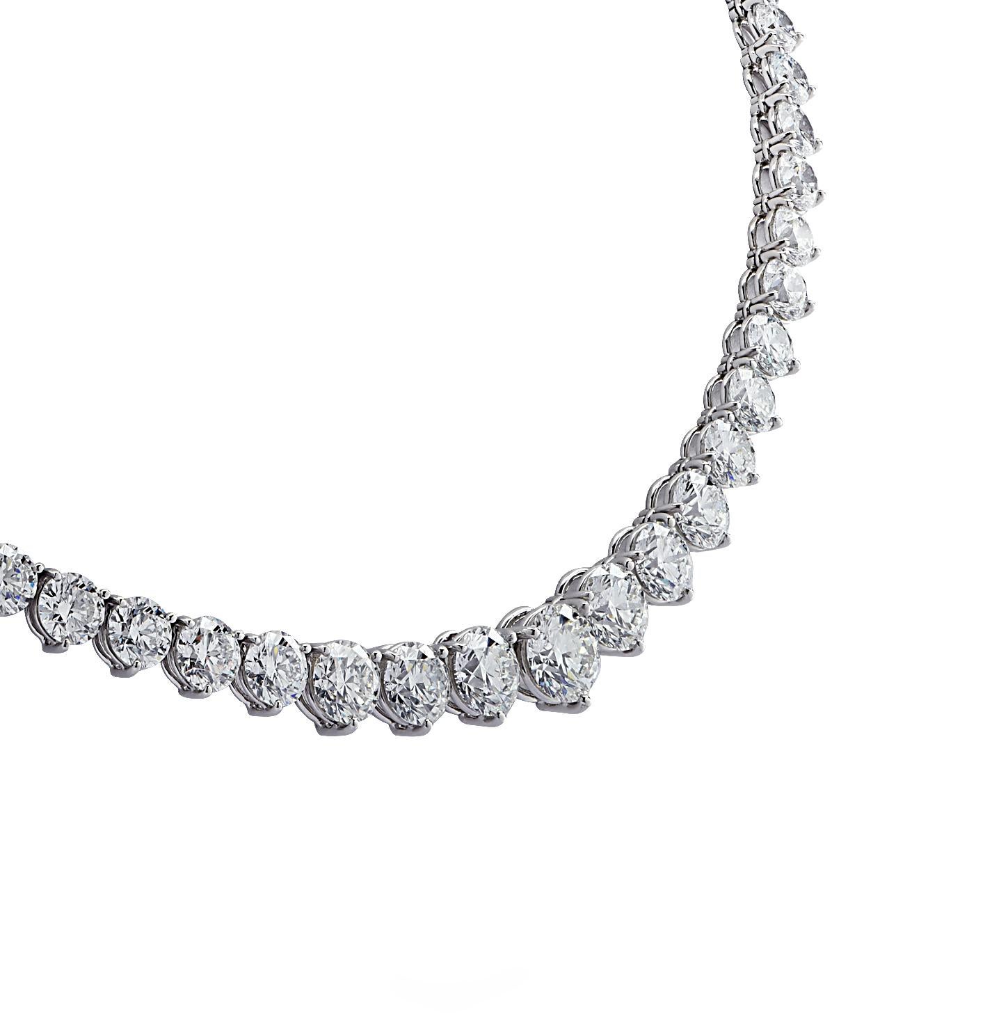 Vivid Diamonds 32 Carat Riviere Necklace For Sale 1
