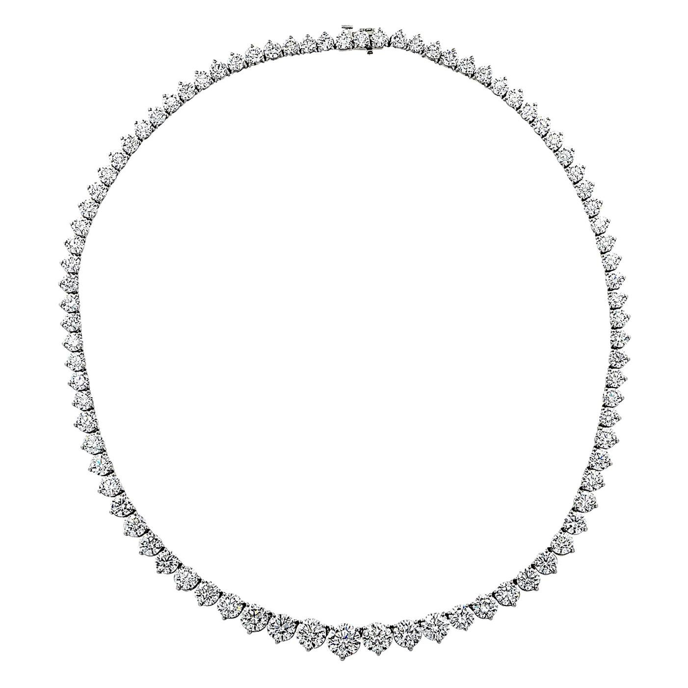Halskette Riviere mit lebhaften Diamanten 32,08 Karat