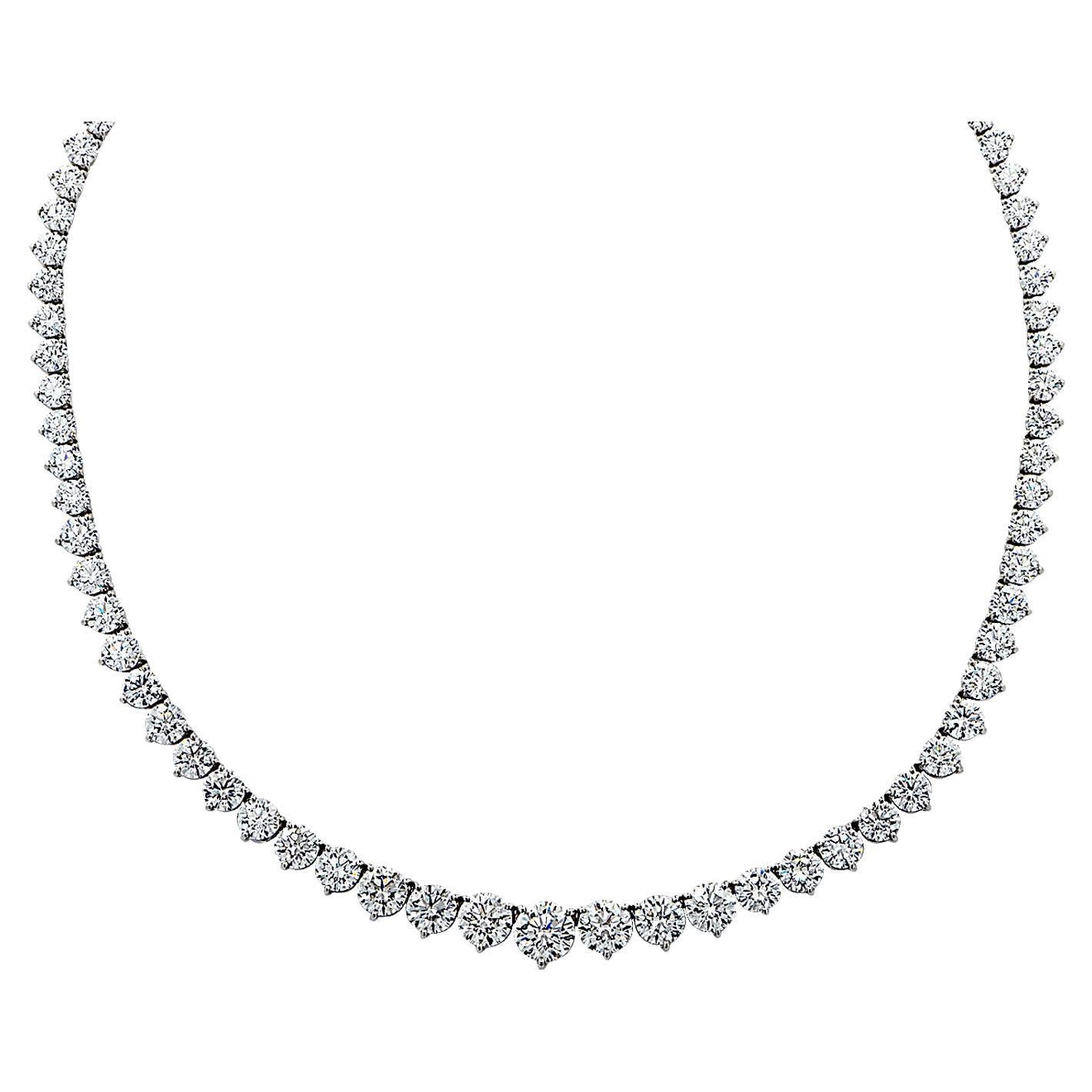 32 Karat Riviere-Halskette mit lebhaften Diamanten im Angebot