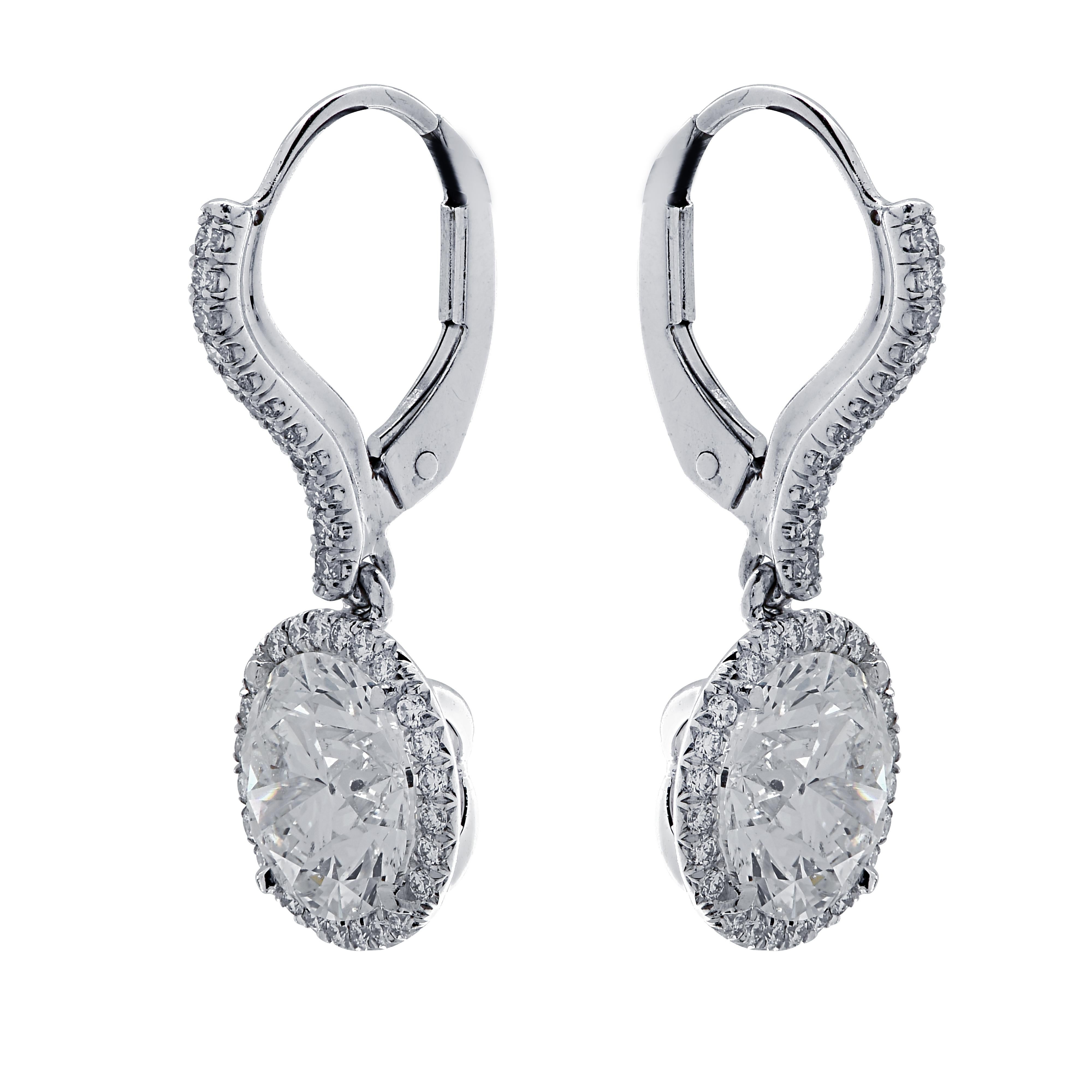 Contemporary Vivid Diamonds 3.30 Carat Diamond Dangle Earrings