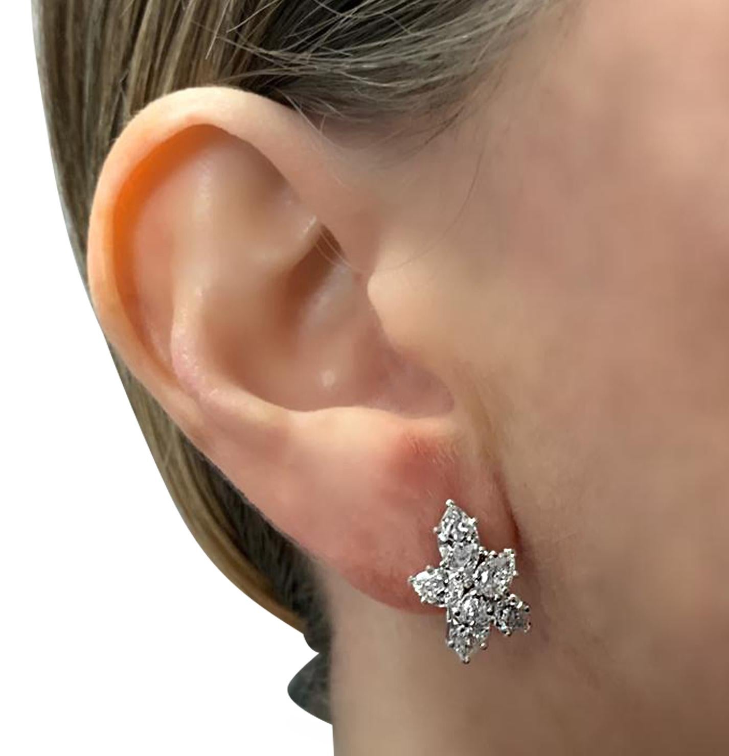 Vivid Diamonds 3.64 Carat Diamond Cluster Earrings In New Condition In Miami, FL